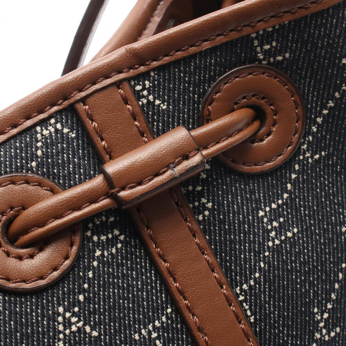 Stella Mccartney Brown Navy Denim Leather Handbag Shoulder Bag (Pre-Owned)