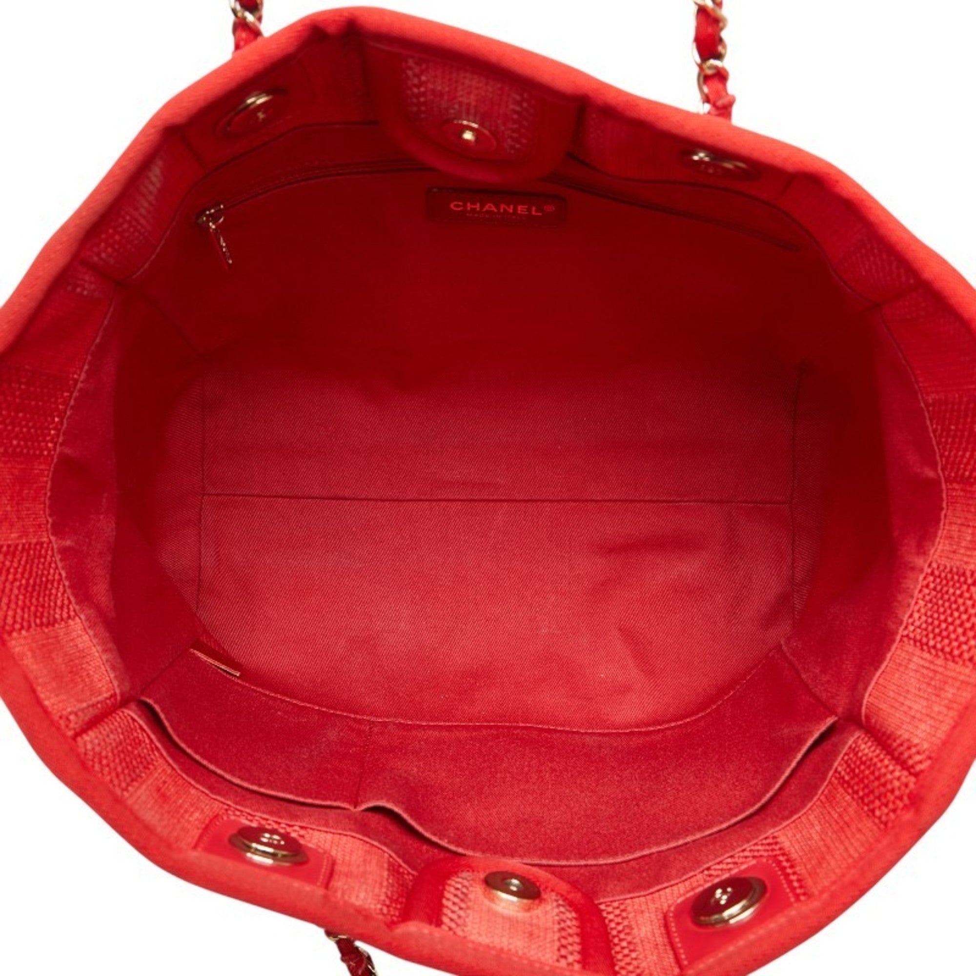 Chanel Red Color Canvas Leather Tote Bag (Pre-Owned)