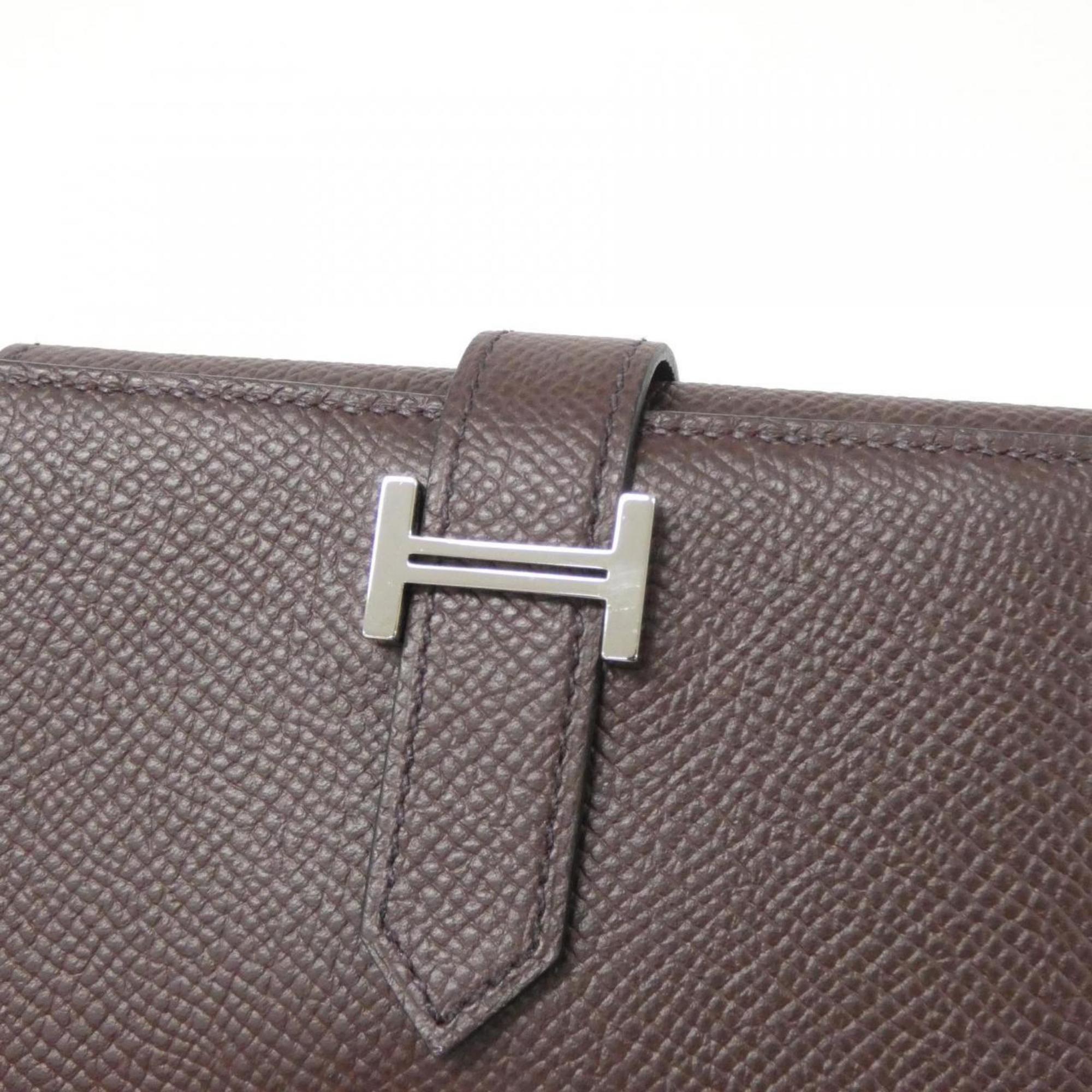Hermes Beige Bleu Saphir Blue Epsom Leather Wallet (Tri-Fold) (Pre-Owned)