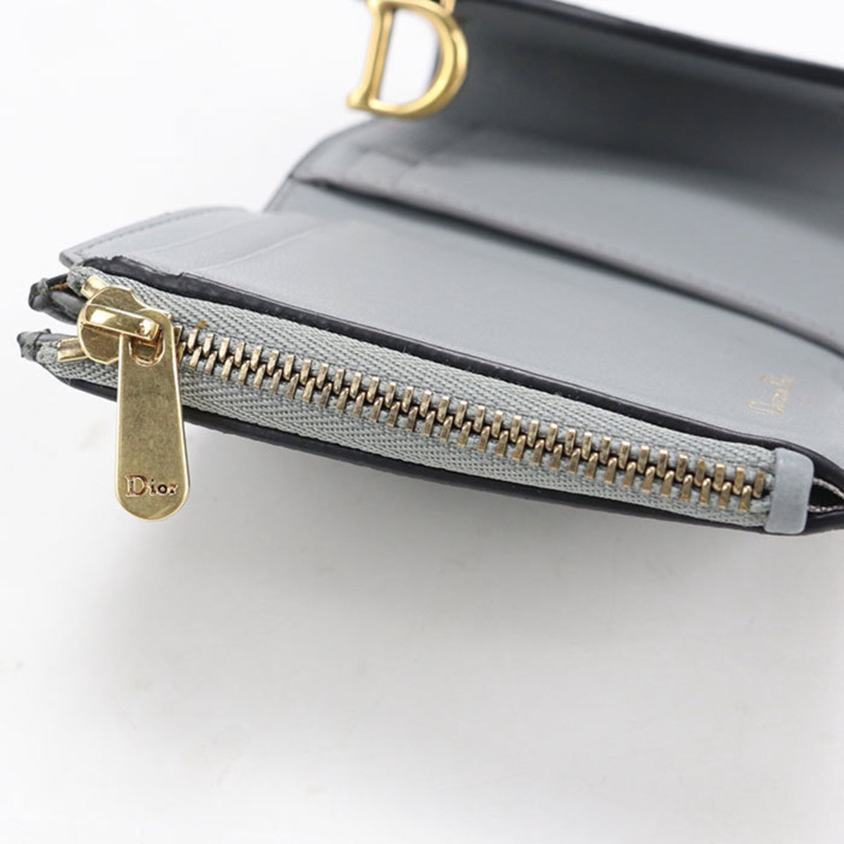 Christian Dior Gray Leather Wallet (Tri-Fold) (Pre-Owned)