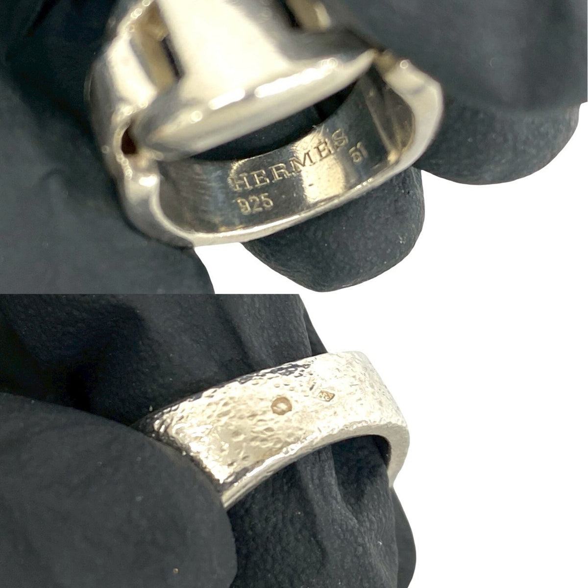 Hermes Silver Silver 925 Band Ring (Pre-Owned)