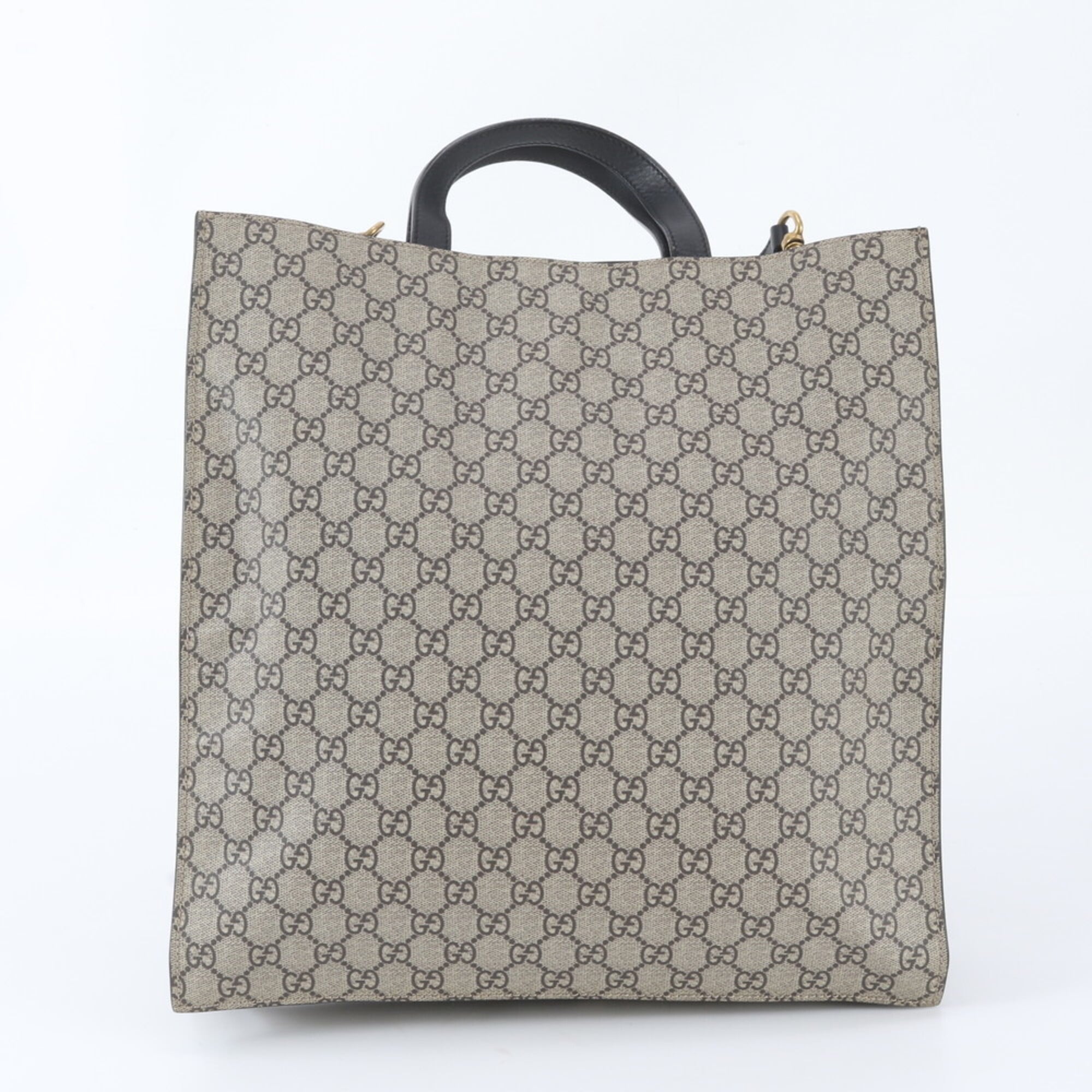 Gucci Grayish Multi-Color Leather Coated Canvas Handbag Tote Bag (Pre-Owned)