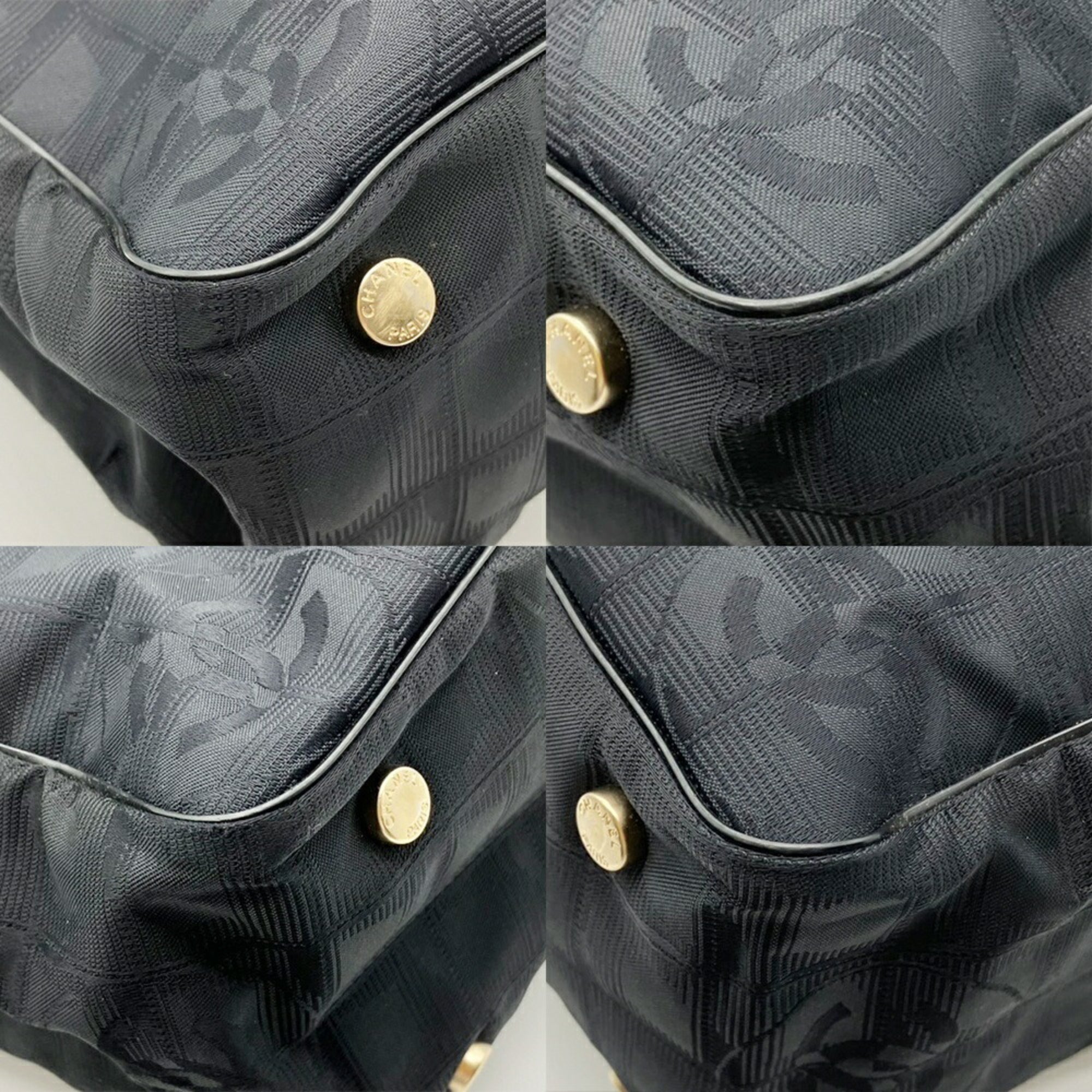 Chanel New Travel Line Black Nylon Leather Handbag Shoulder Bag (Pre-Owned)