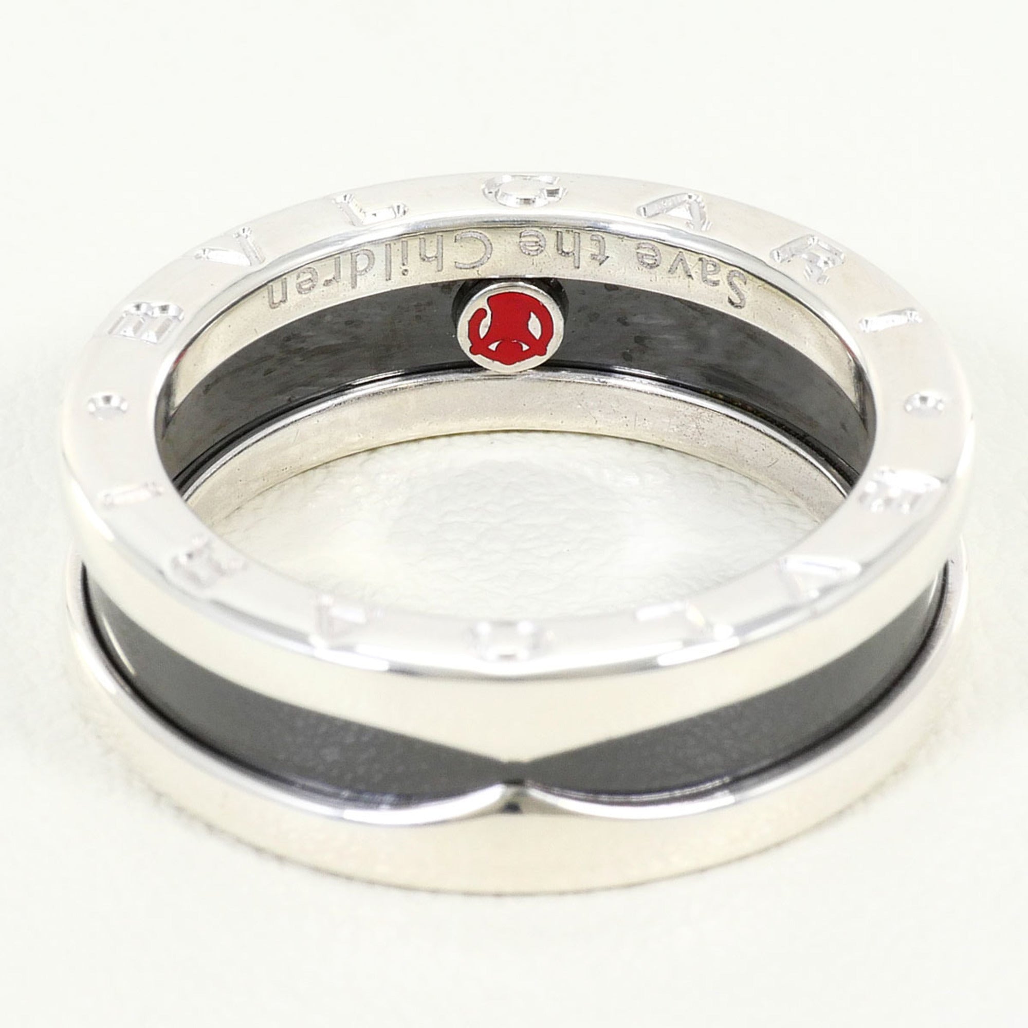Bvlgari Silver Black Ceramic Silver 925 Band Ring (Pre-Owned)