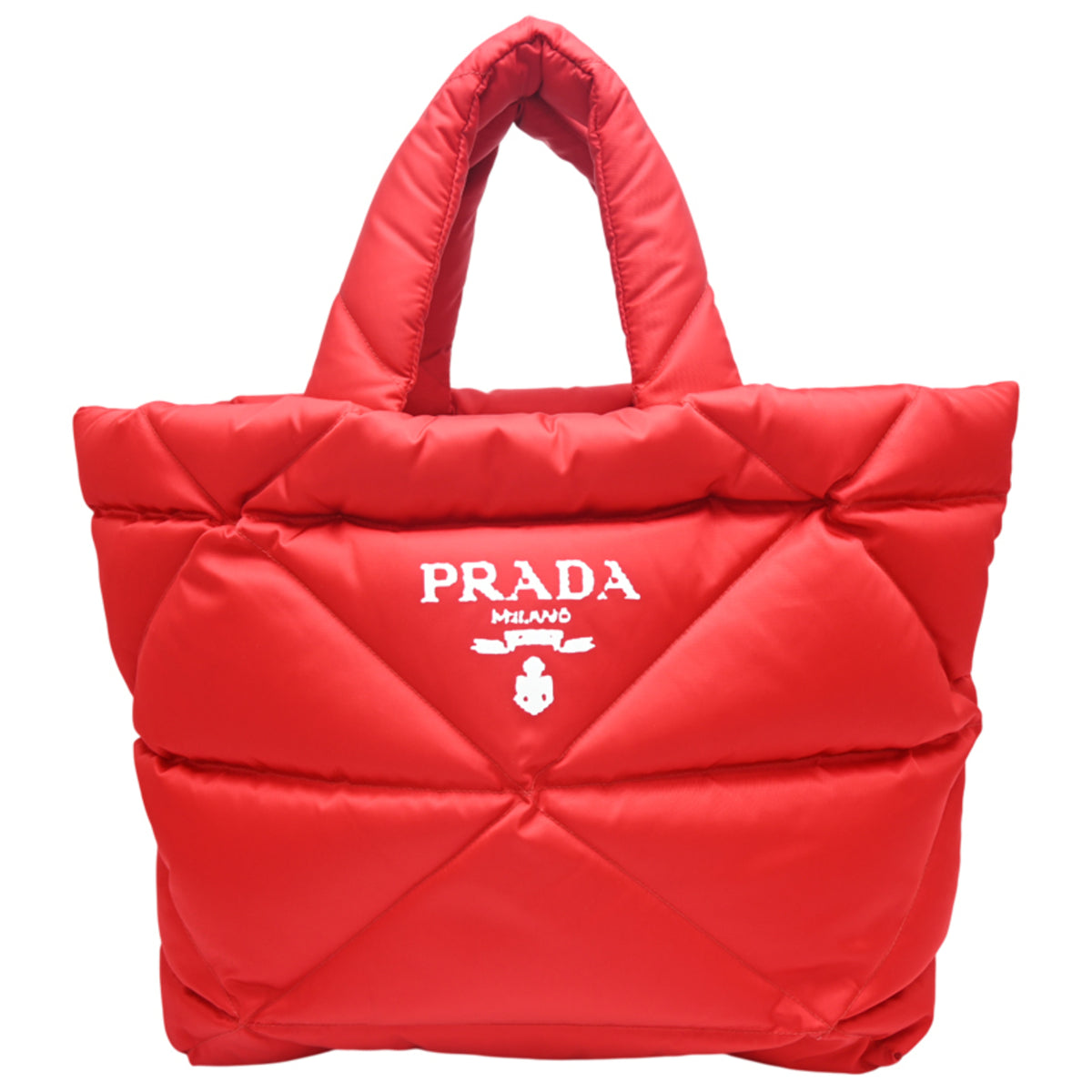 Prada Red Color Nylon Tote Bag (Pre-Owned)