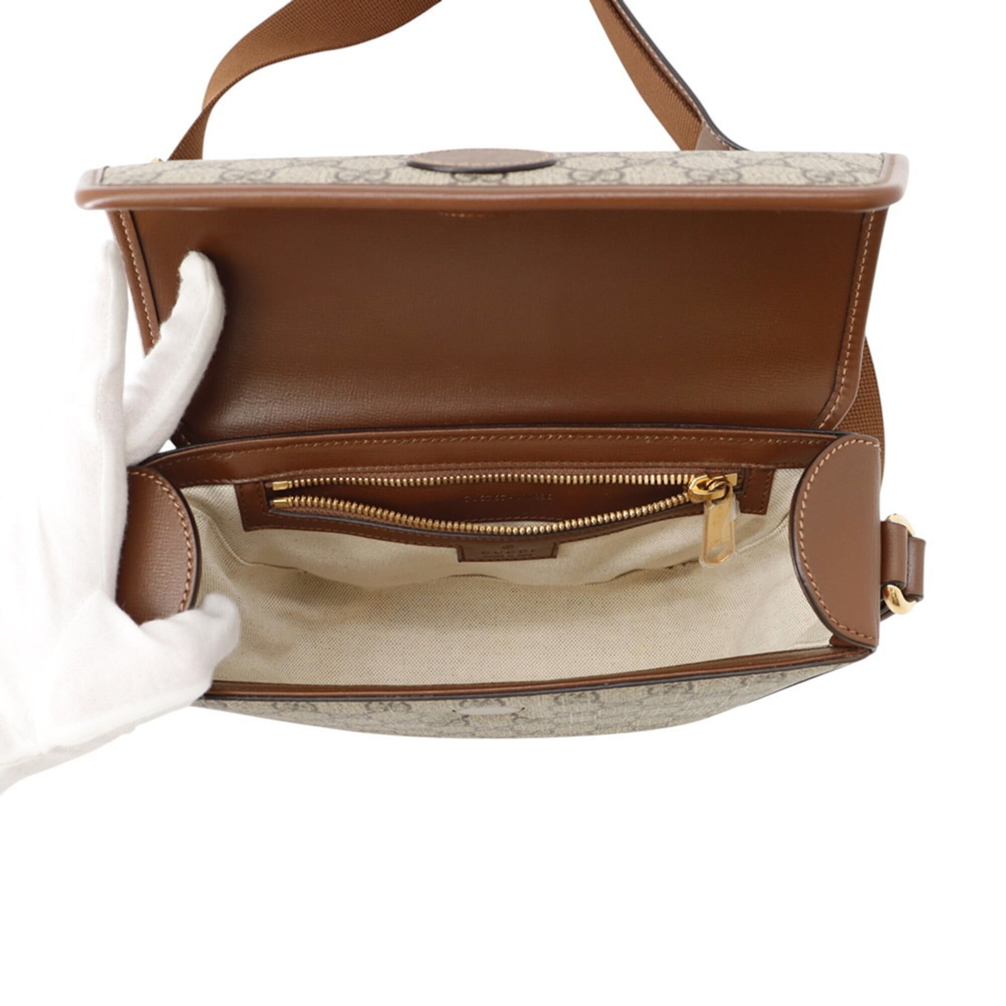 Gucci Beige Brown Gg Supreme Leather Handbag Shoulder Bag (Pre-Owned)