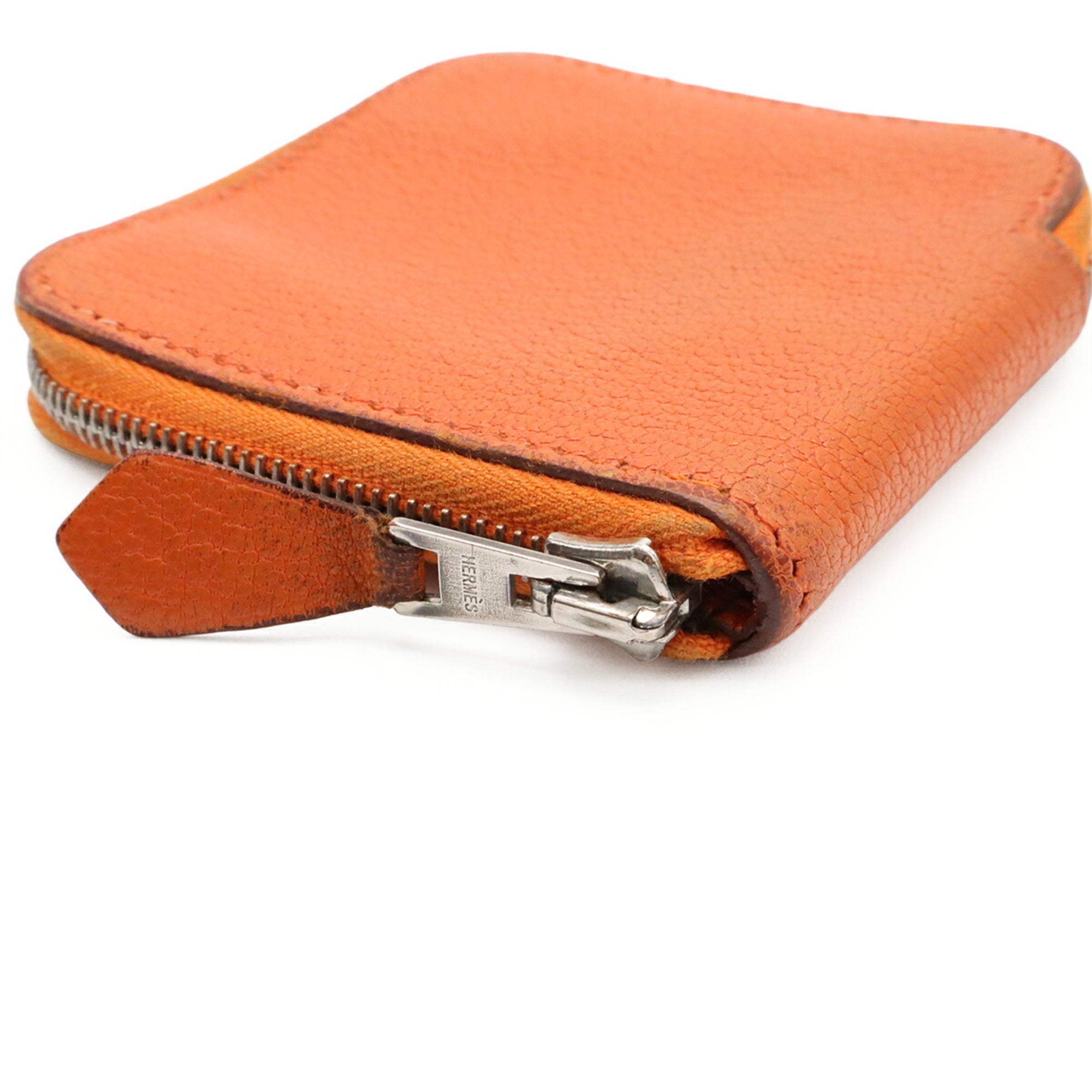 Hermes Orange Chevre Myzore Leather Coin Purse/Coin Case (Pre-Owned)