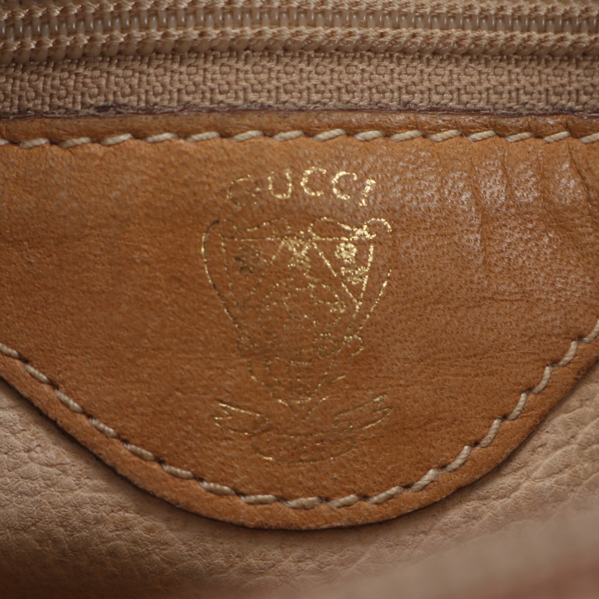 Gucci Microguccissima Beige Brown Leather Coated Canvas Shoulder Bag (Pre-Owned)