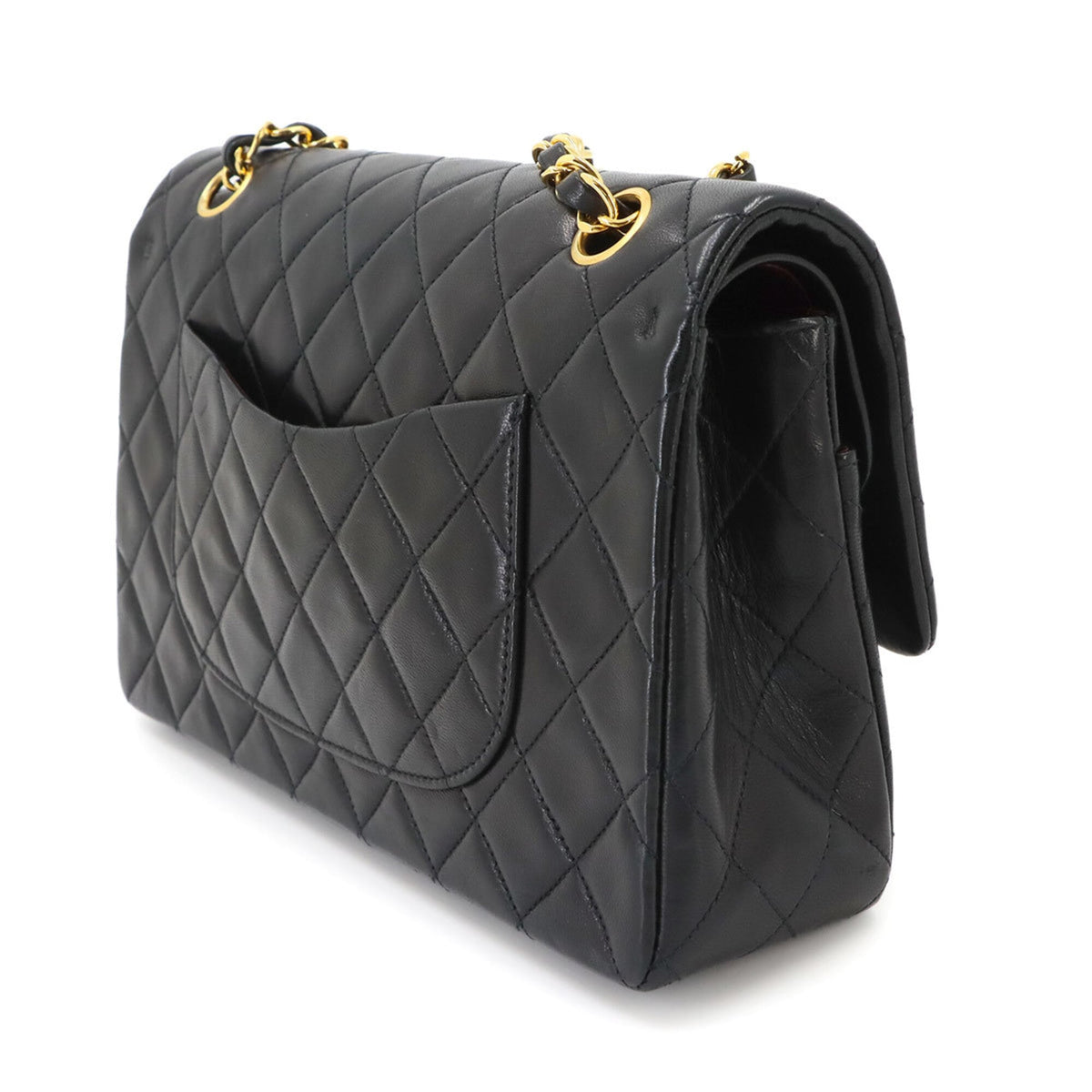 Chanel Matelasse Black Leather Handbag Shoulder Bag (Pre-Owned)