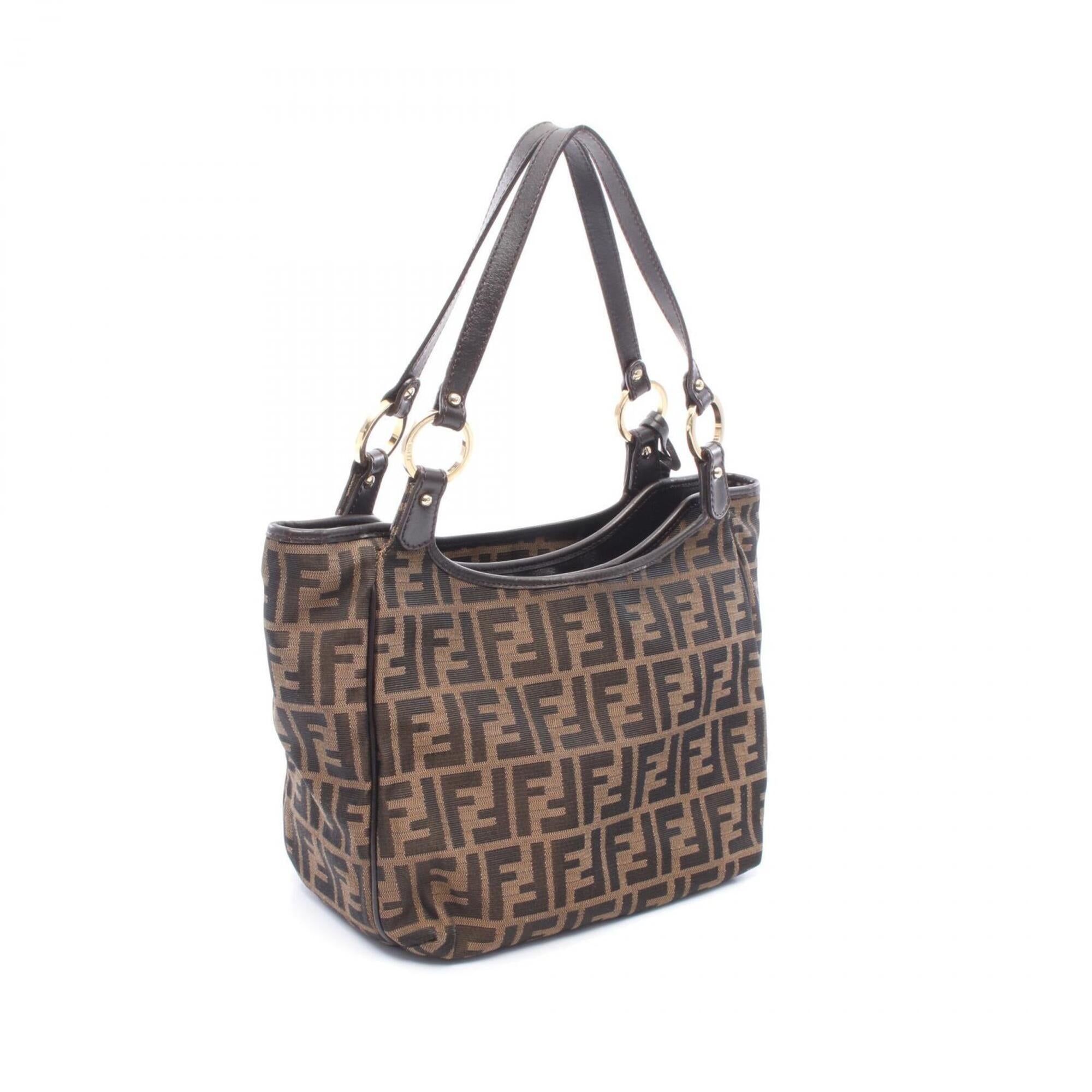Fendi Brown Canvas Leather Handbag Tote Bag (Pre-Owned)