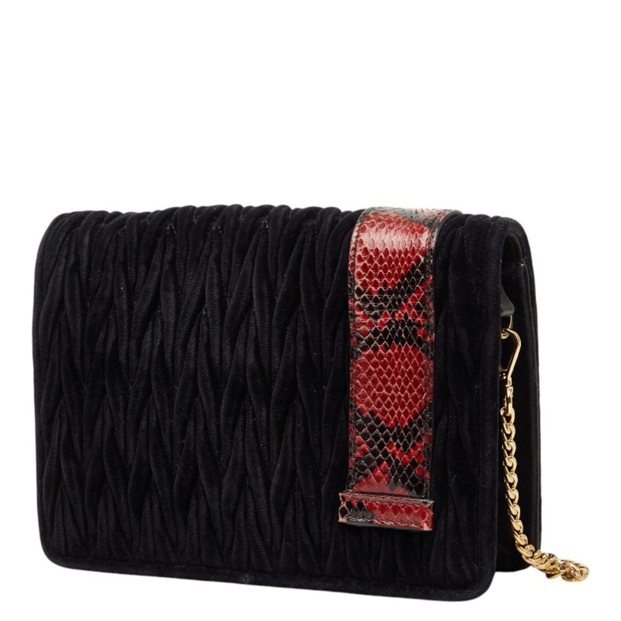 Miu Miu Matelasse Black Velvet Leather Shoulder Bag (Pre-Owned)