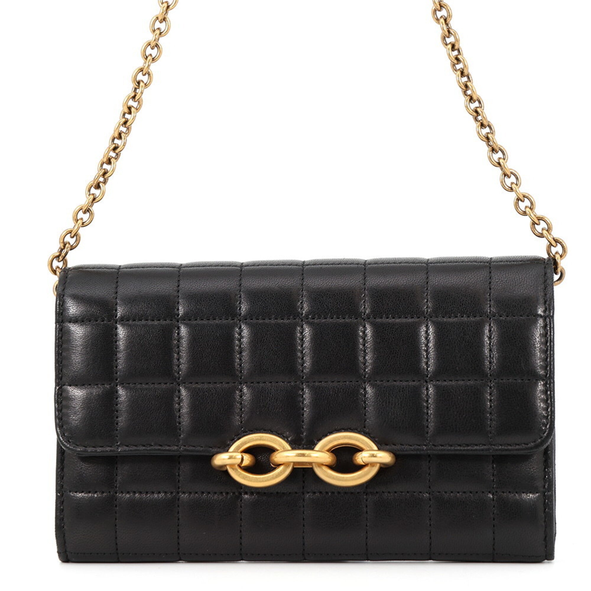 Yves Saint Laurent Black Leather Chain/Shoulder Wallet (Pre-Owned)