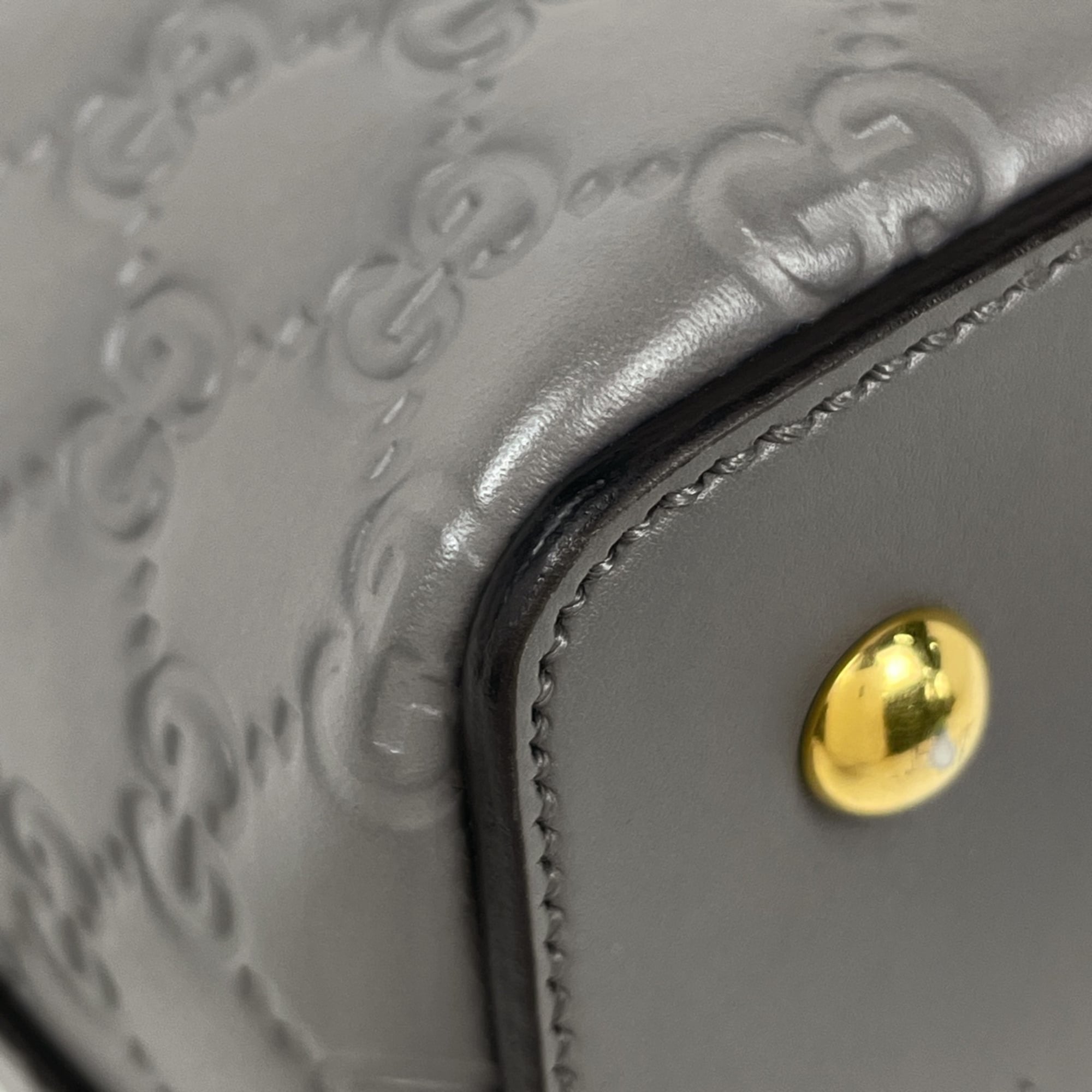 Gucci Guccissima Gray Gg Leather Handbag (Pre-Owned)