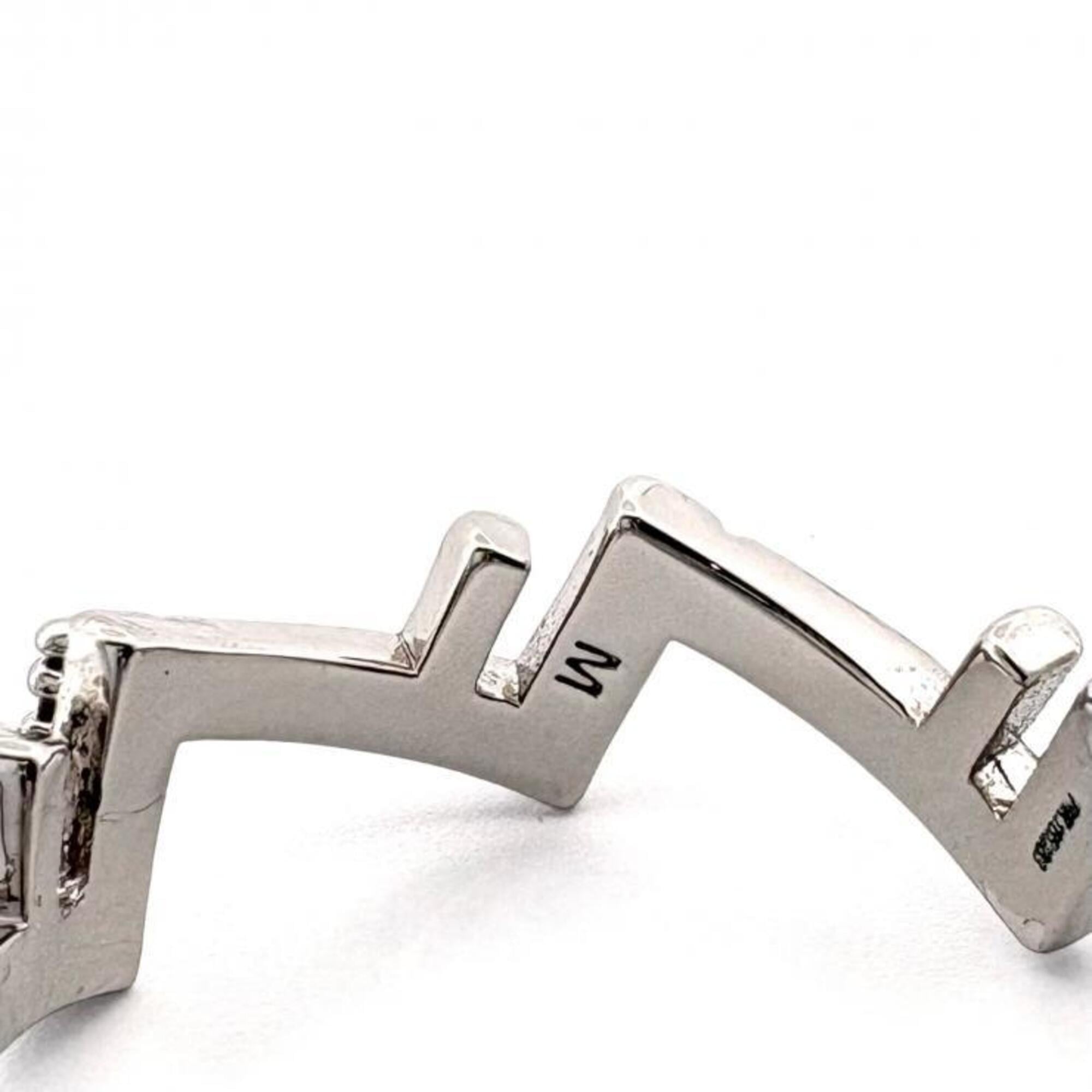 Fendi Silver Metal Rhinestone Band Ring (Pre-Owned)