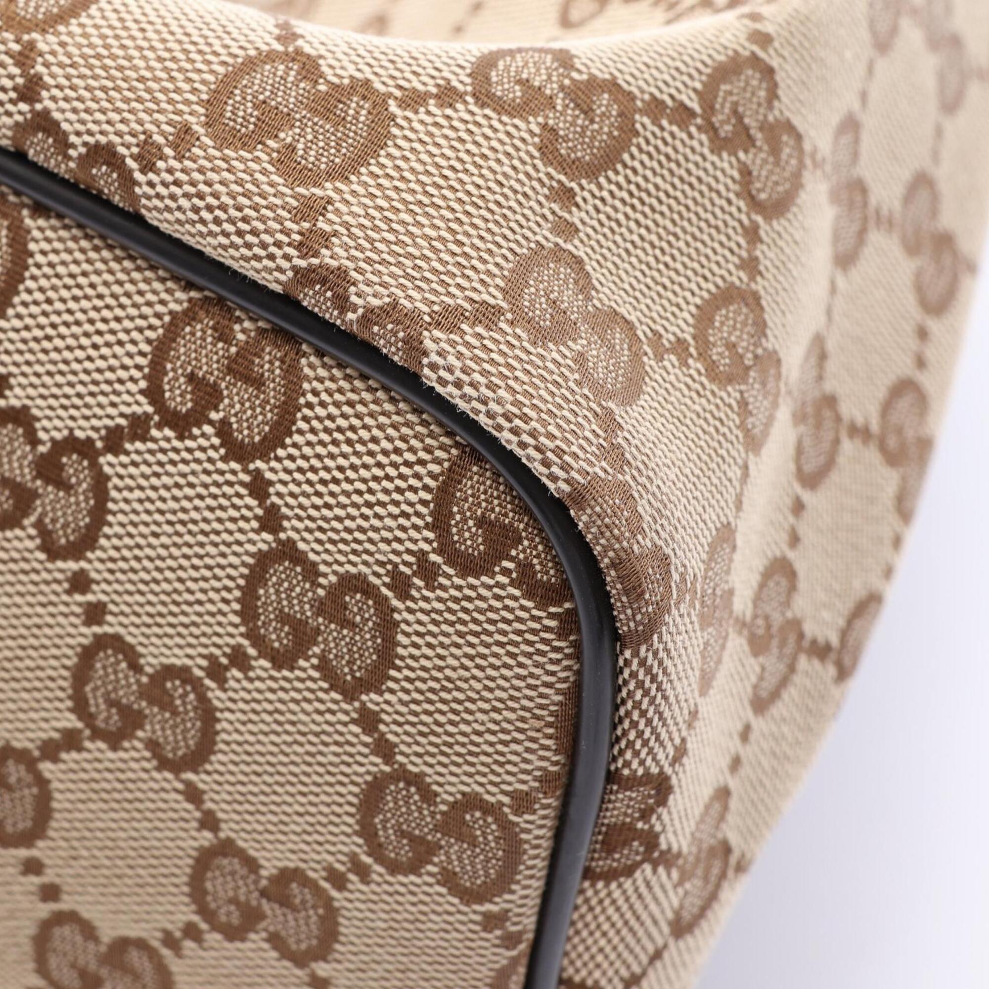 Gucci Beige Brown Canvas Leather Backpack Handbag (Pre-Owned)
