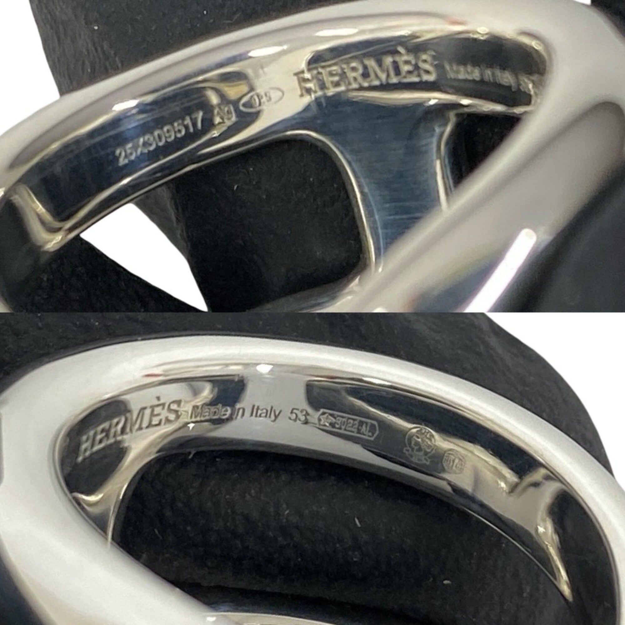 Hermes Silver Silver 925 Band Ring (Pre-Owned)