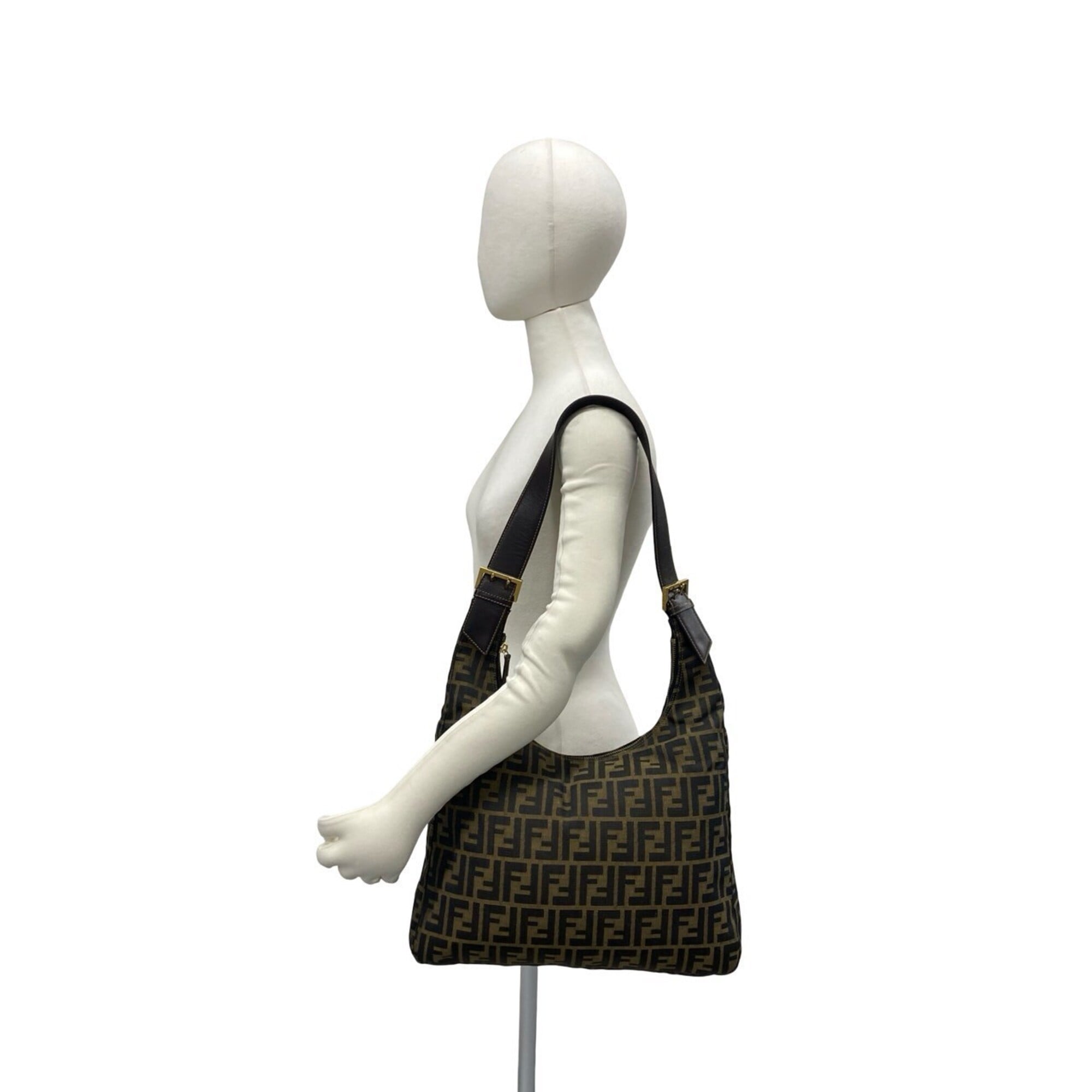 Fendi Brown Canvas Leather Handbag Shoulder Bag (Pre-Owned)