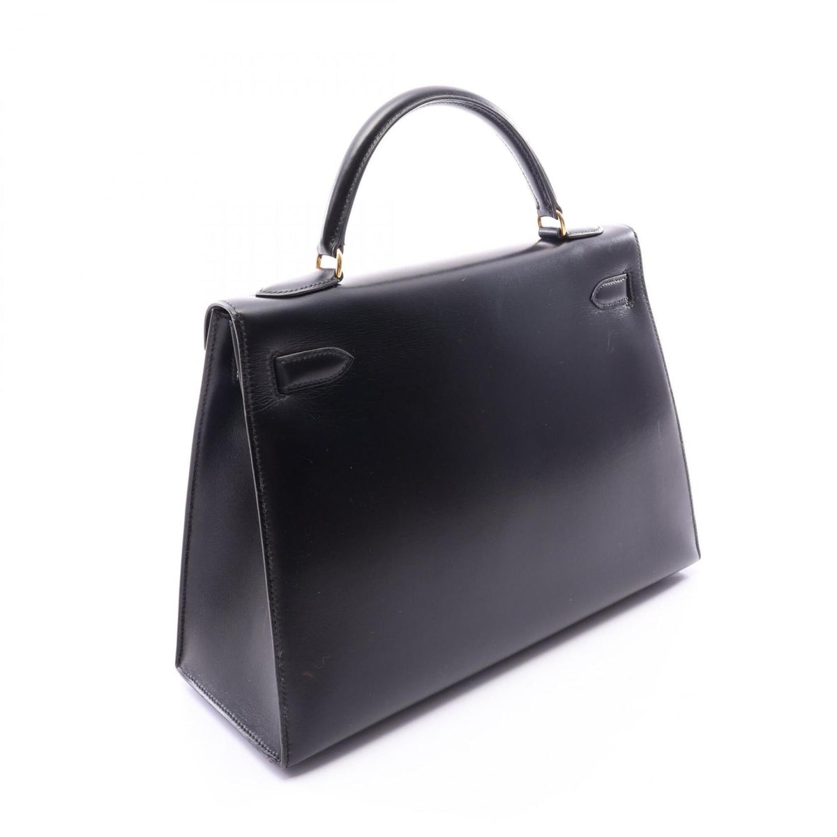 Hermes Black Box Calf Leather Leather Handbag (Pre-Owned)