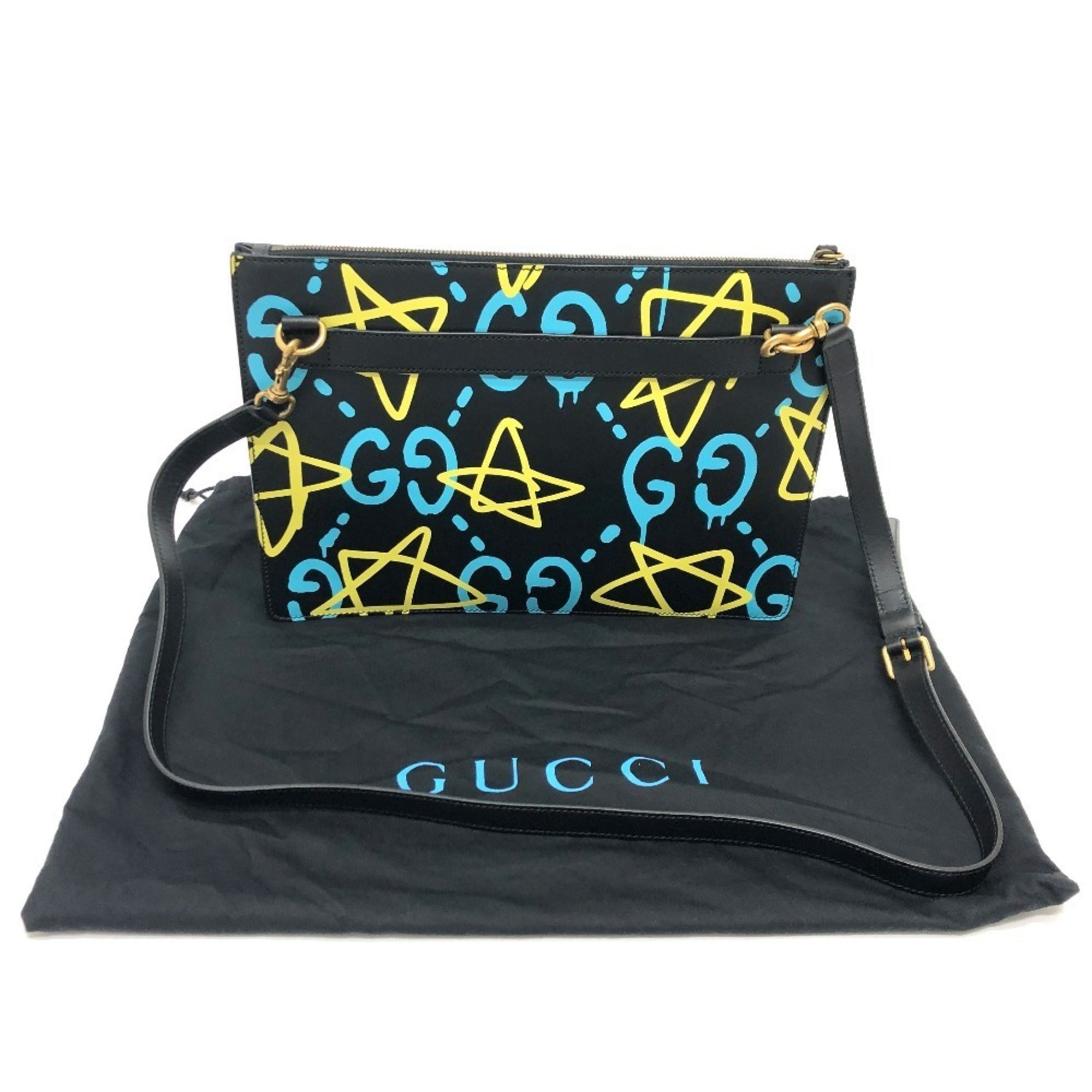 Gucci Black Multi-Color Leather Shoulder Bag (Pre-Owned)