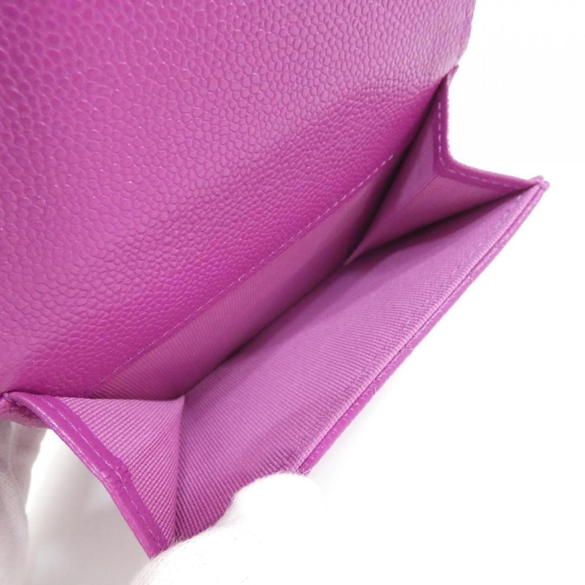 Chanel Purple Grained Calfskin Wallet (Bi-Fold) (Pre-Owned)