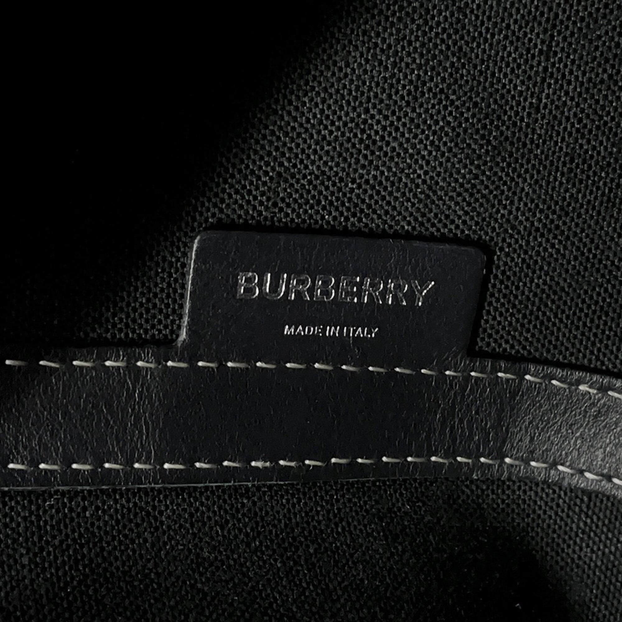Burberry Navy Black Canvas Leather Handbag Tote Bag (Pre-Owned)