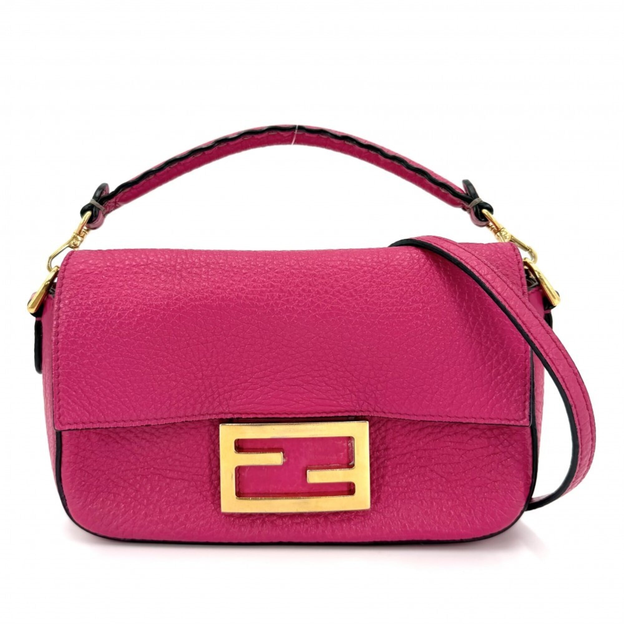 Fendi Pink Leather Handbag Shoulder Bag (Pre-Owned)