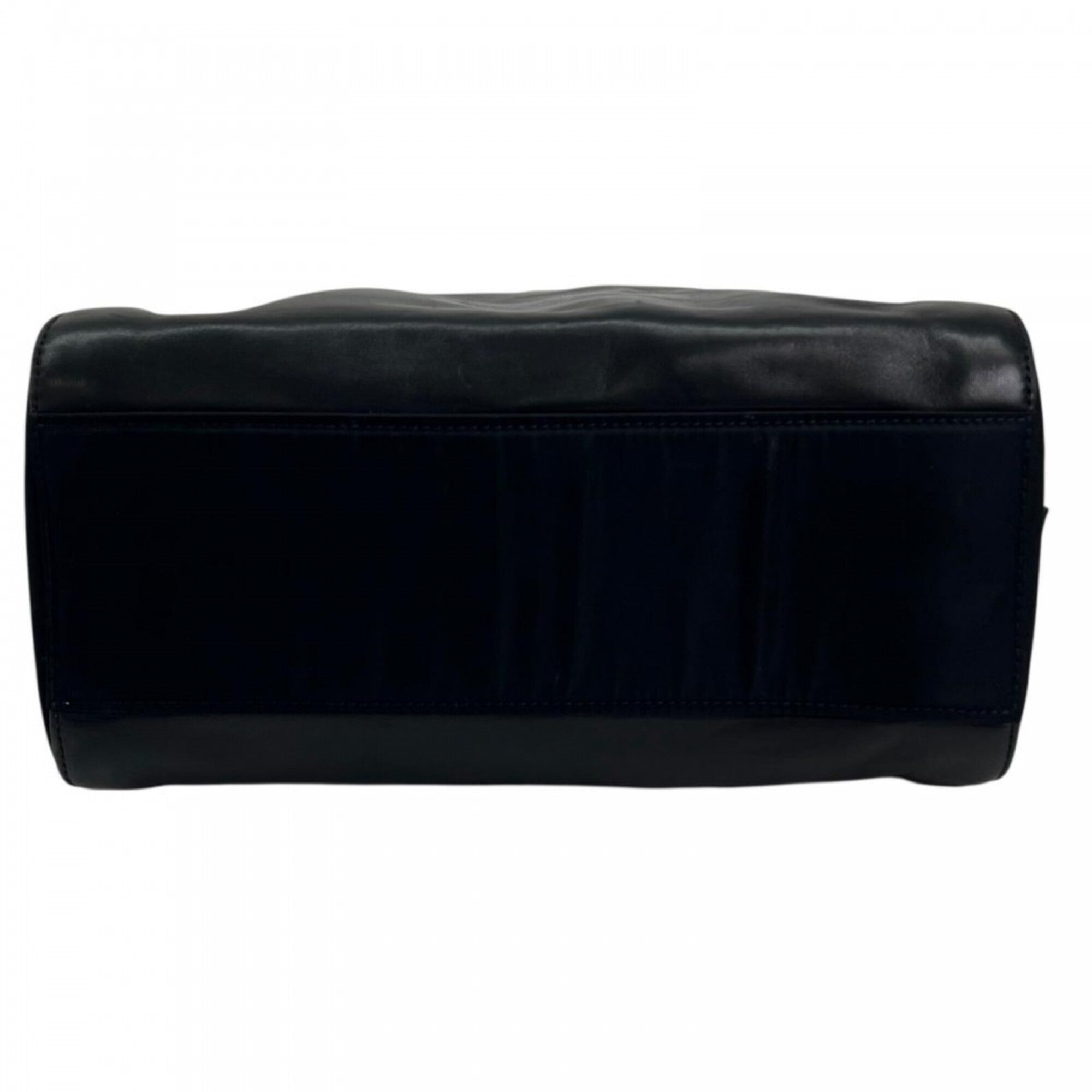 Prada Dark Navy White Leather Shoulder Bag (Pre-Owned)