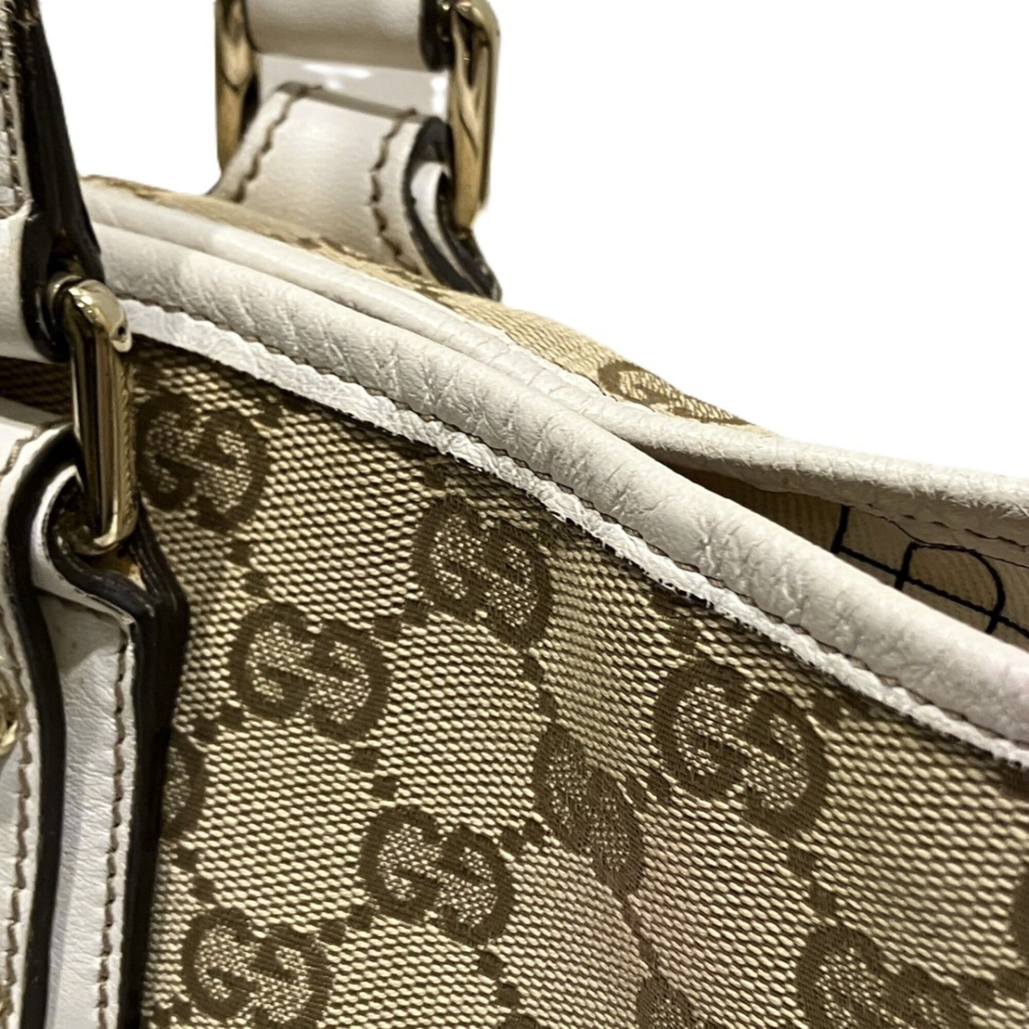 Gucci Sherry Line Beige Gg Canvas Tote Bag (Pre-Owned)