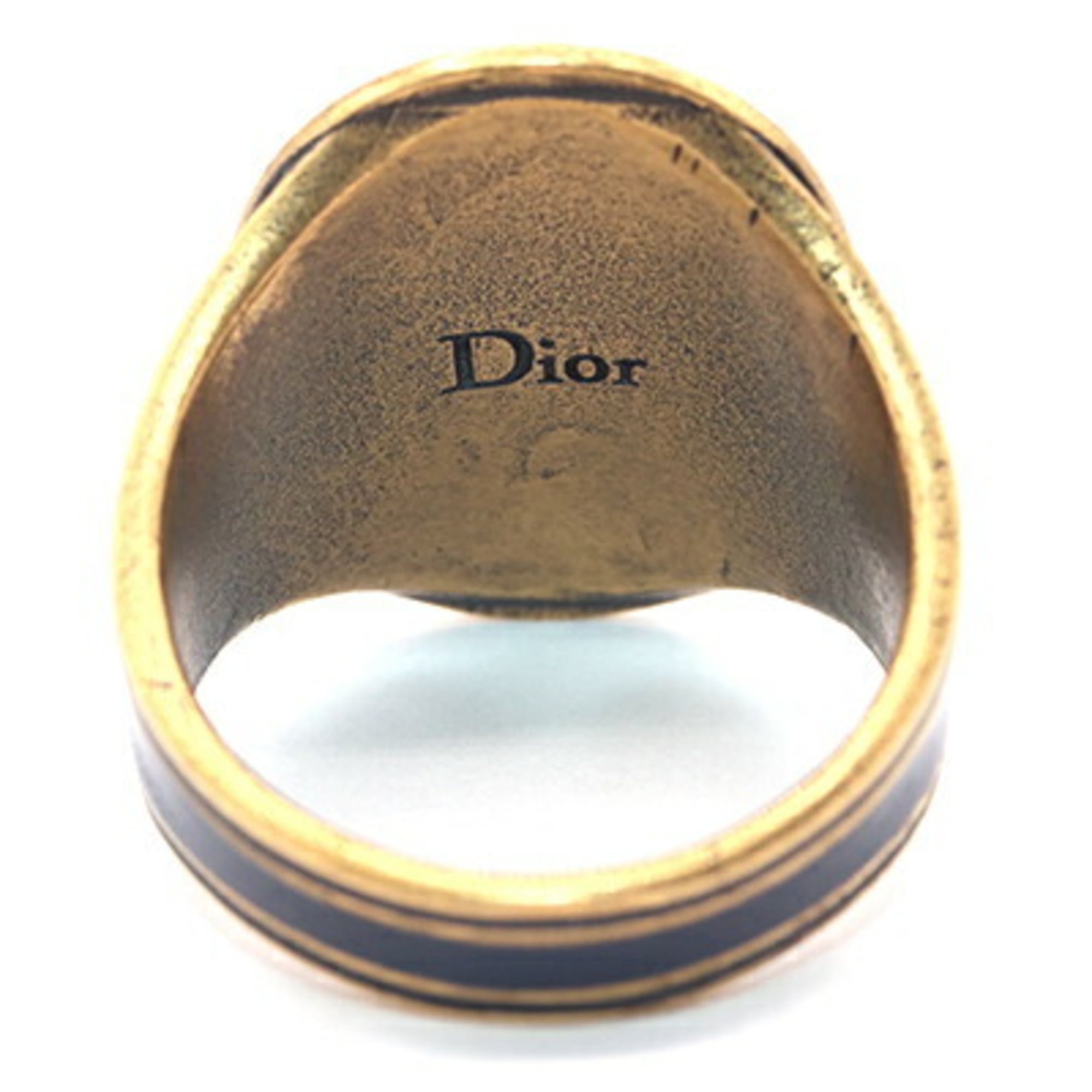 Christian Dior Black Navy Metal Band Ring (Pre-Owned)