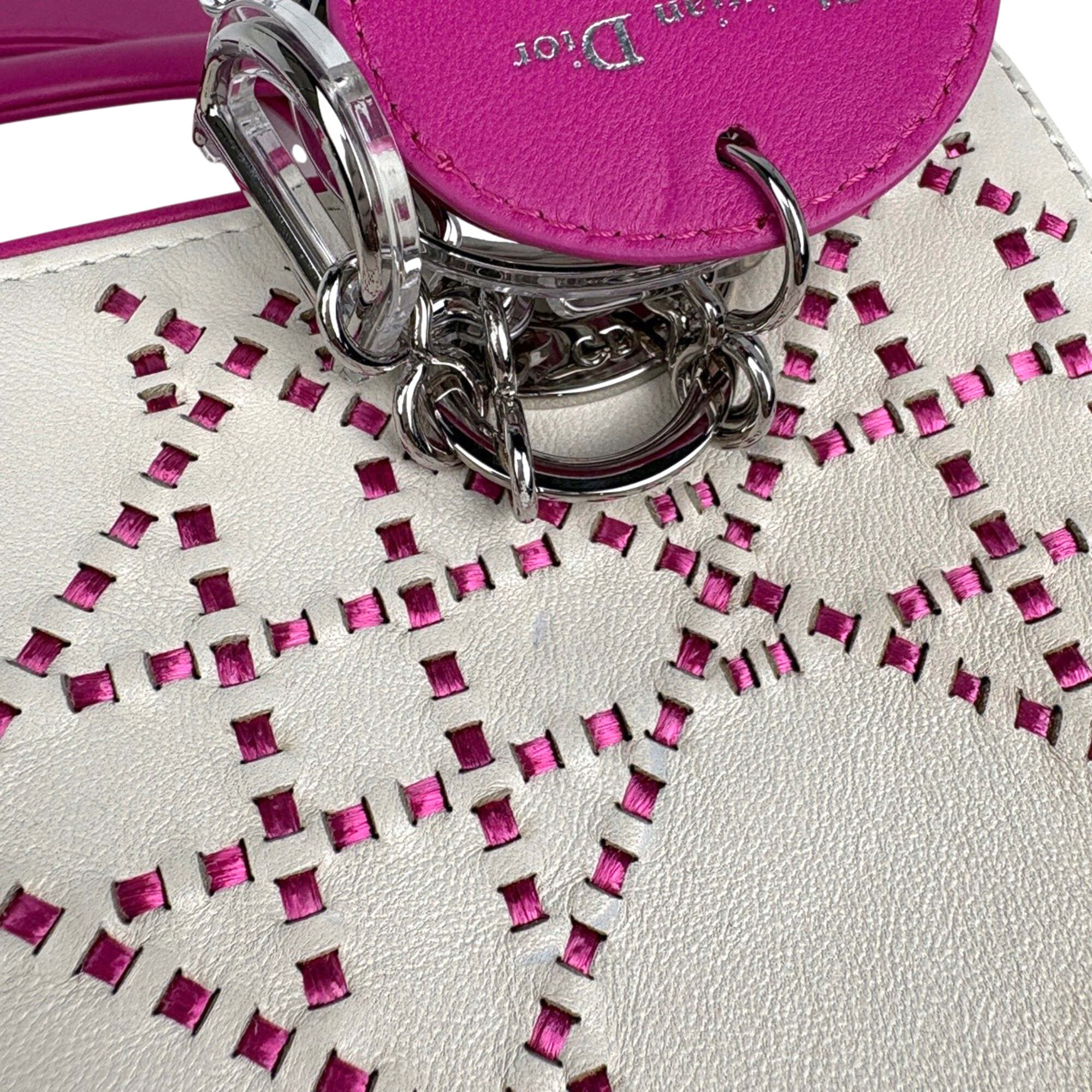 Christian Dior Pink White Leather Handbag (Pre-Owned)