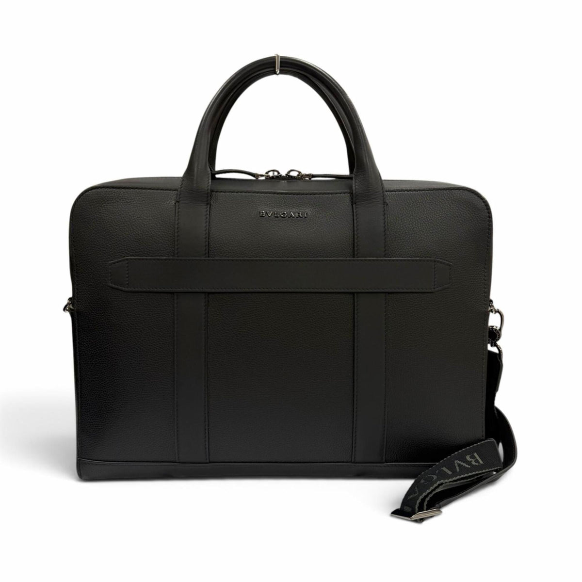 Bvlgari Black Leather Nylon Briefcase (Pre-Owned)