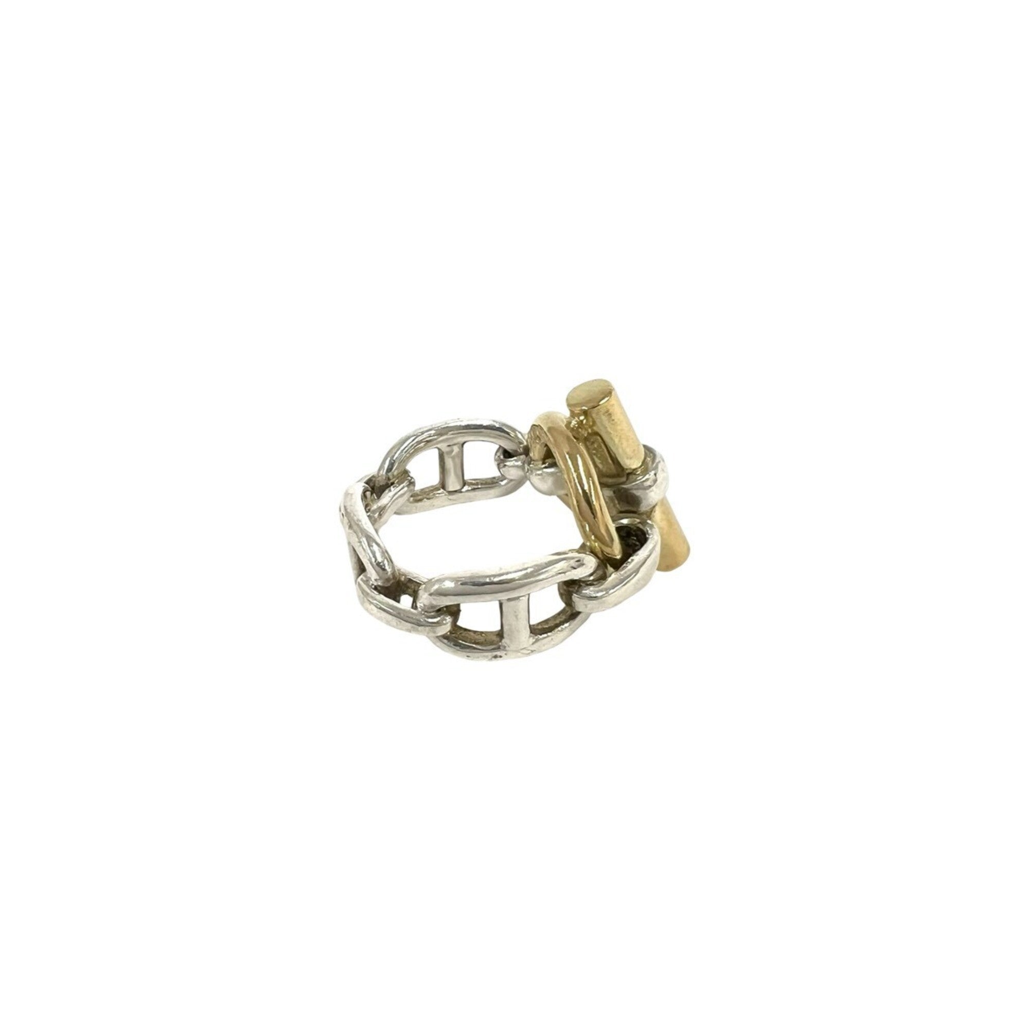 Hermes Gold Silver Yellow Gold (18K) Silver Band Ring (Pre-Owned)