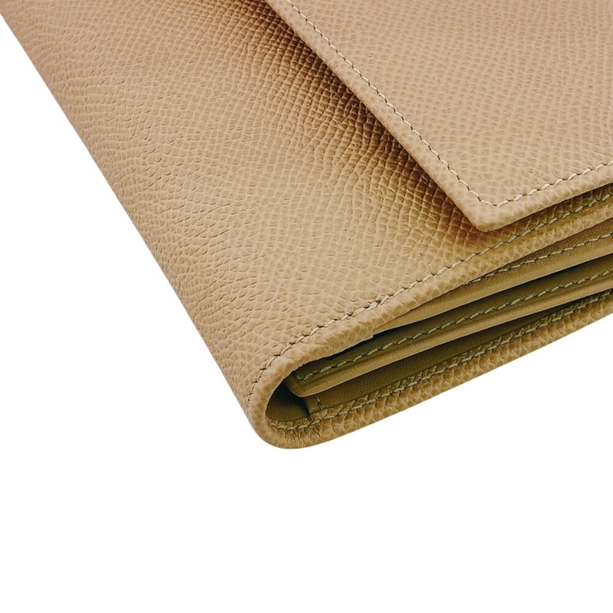 Bvlgari Beige Leather Long Wallet (Bi-Fold) (Pre-Owned)