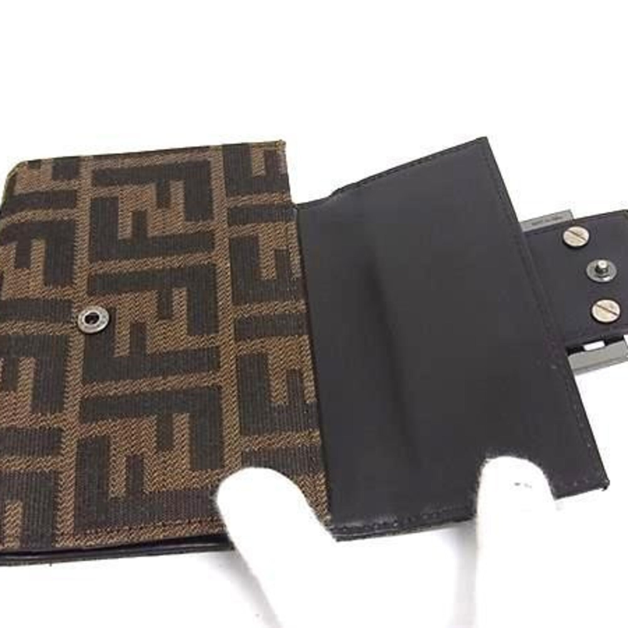 Fendi Brown Canvas Leather Wallet (Tri-Fold) (Pre-Owned)