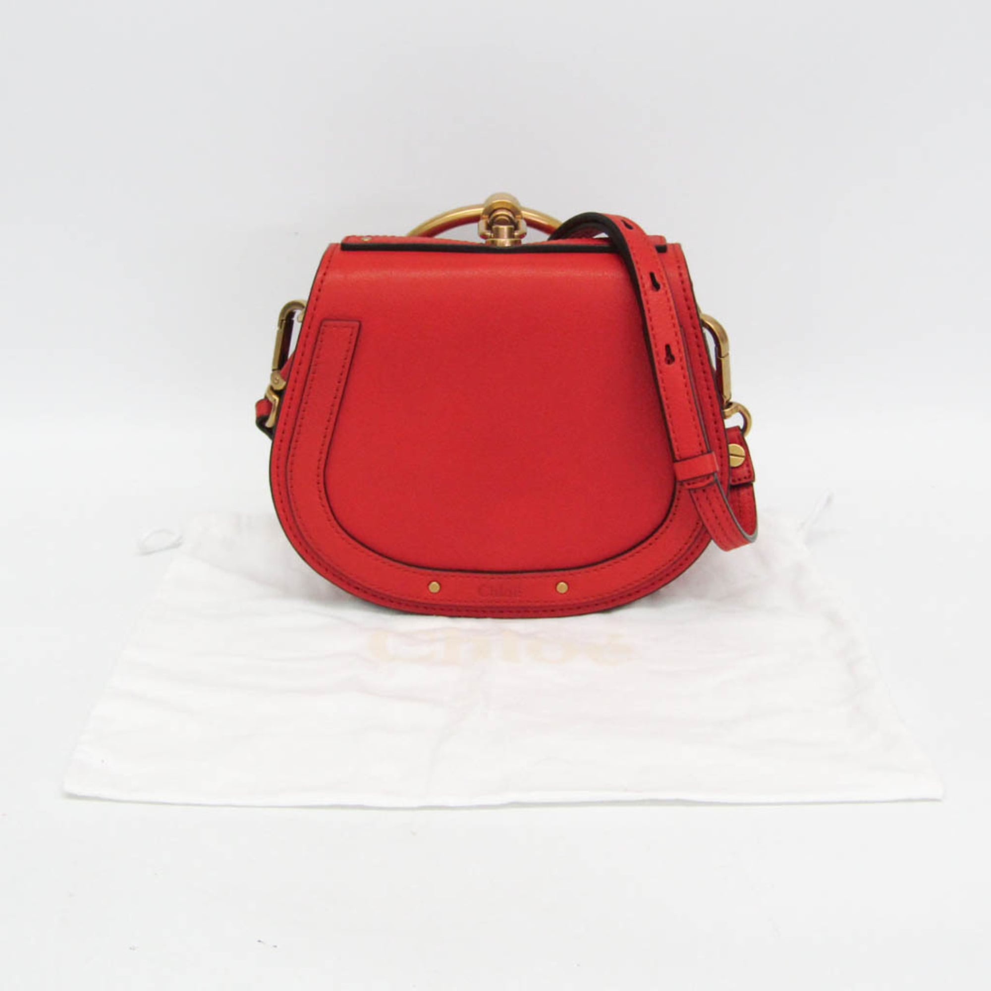 Chloe Nile Crossbody Bag Leather Orange Leather Shoulder Bag Bag (Pre-Owned)