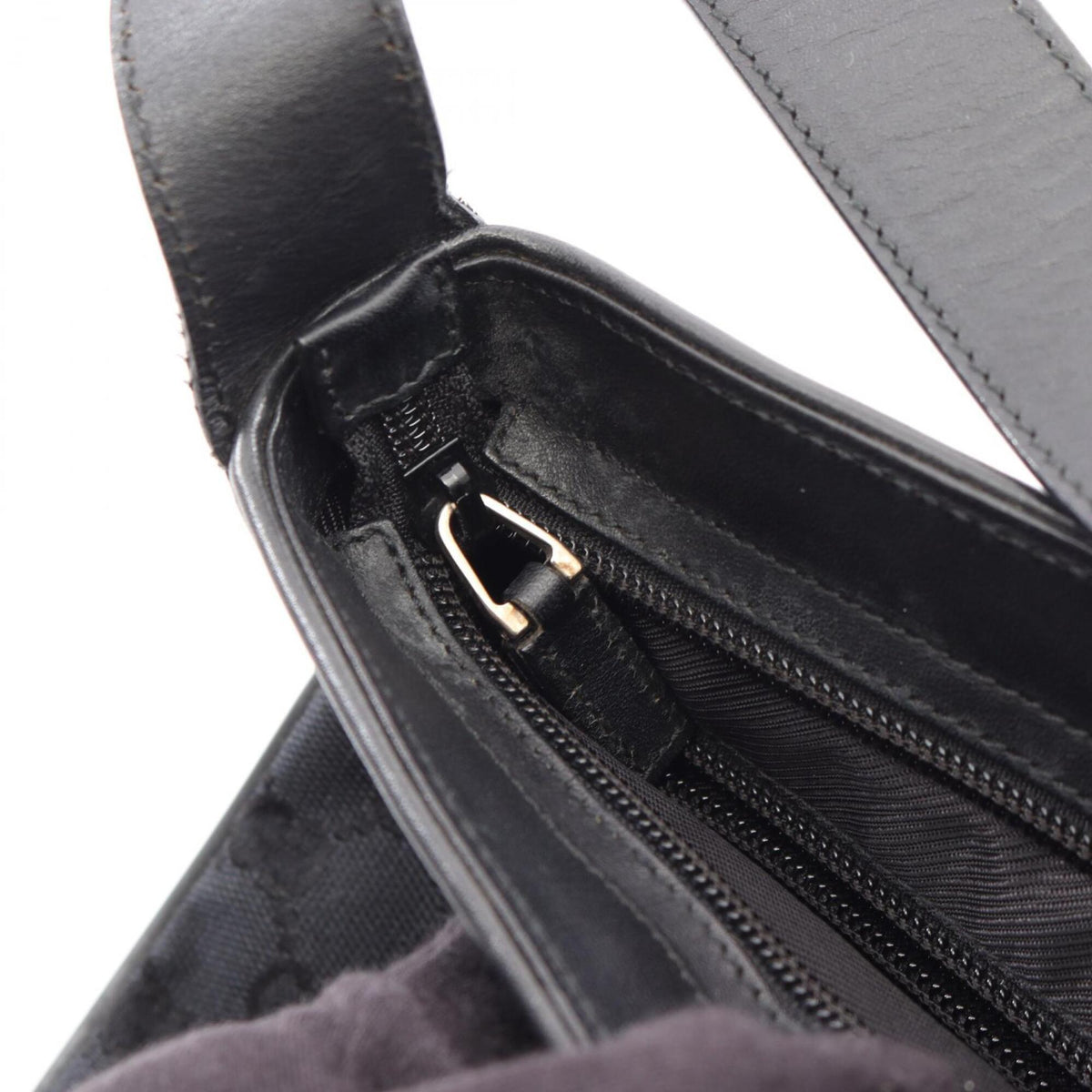 Gucci Black Canvas Leather Handbag Shoulder Bag (Pre-Owned)