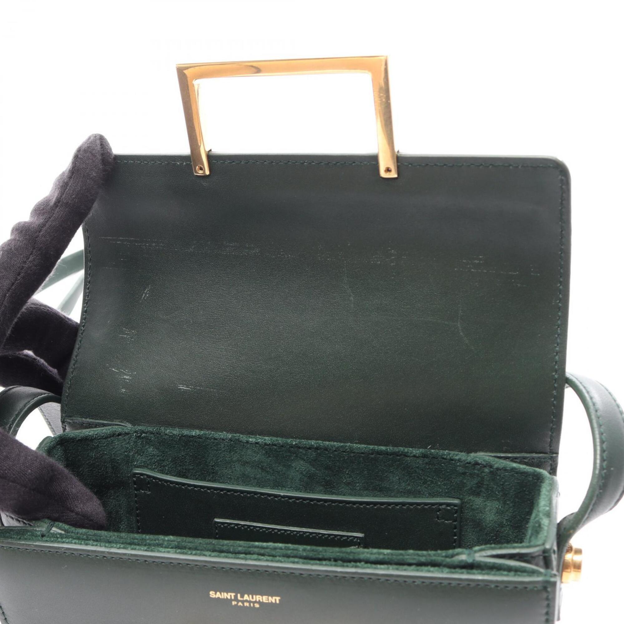 Yves Saint Laurent Green Leather Handbag Shoulder Bag (Pre-Owned)