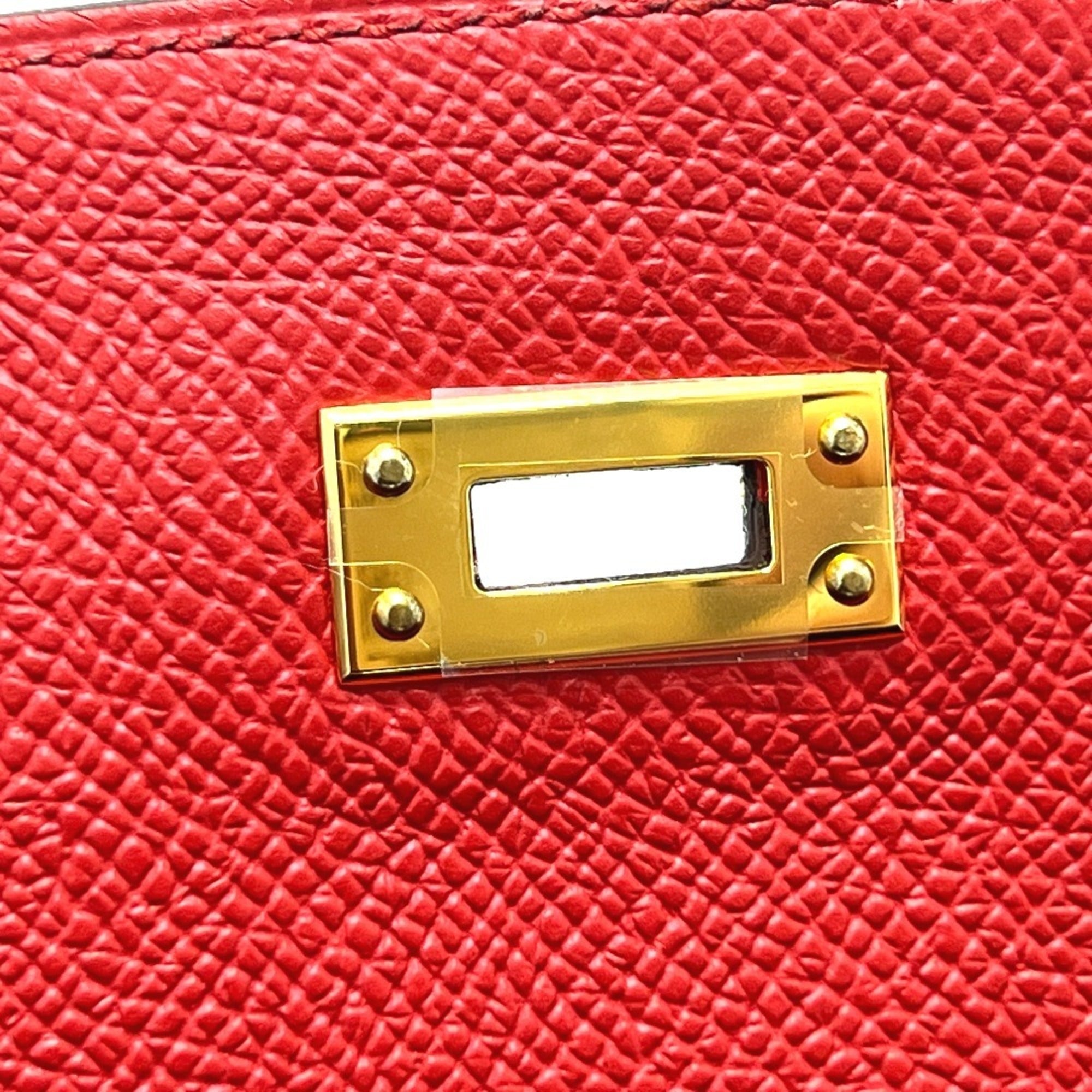 Hermes Kelly Red Color Epsom Leather Handbag (Pre-Owned)