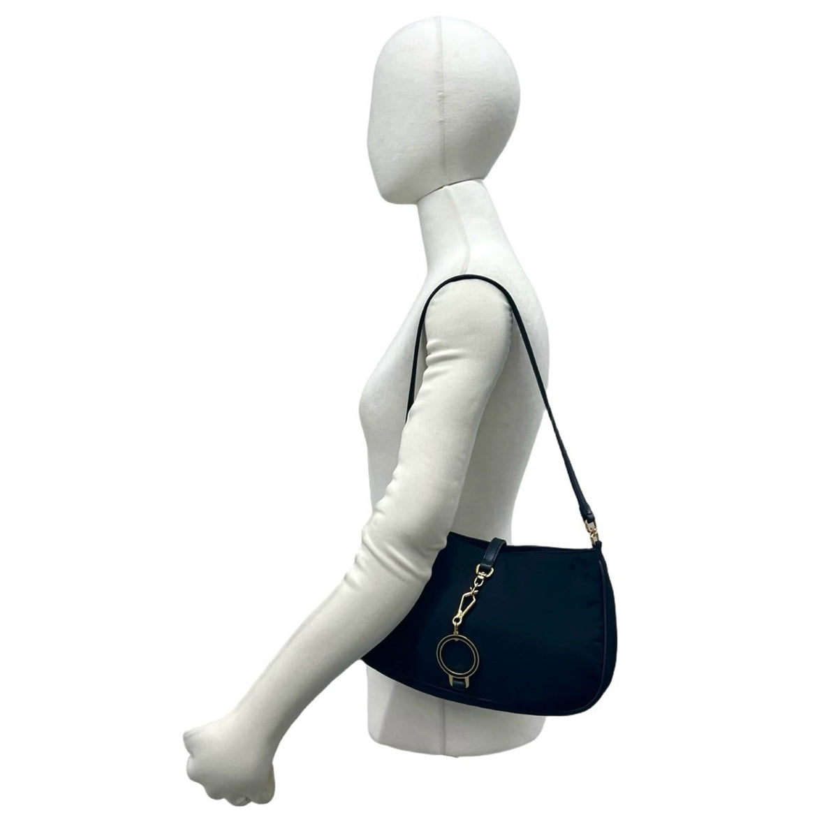 Prada Black Nylon Leather Handbag Shoulder Bag (Pre-Owned)