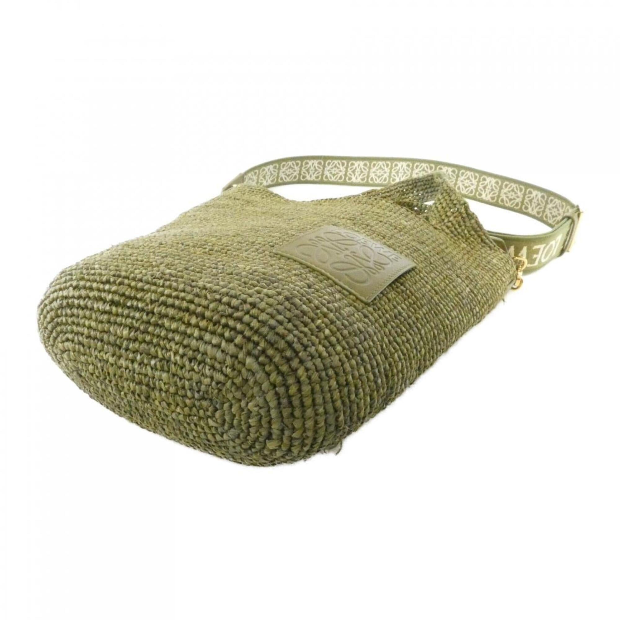 Loewe Olive Raffia Leather Handbag (Pre-Owned)