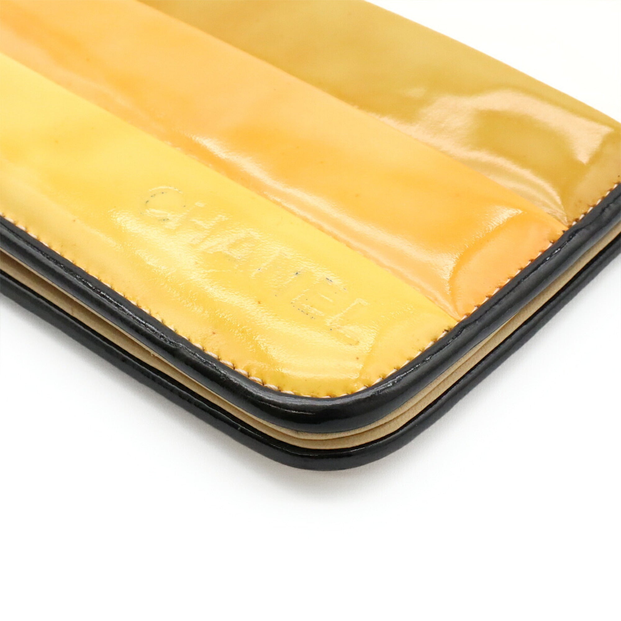 Chanel Black Multi-Color Yellow Patent Leather Clutch Bag (Pre-Owned)
