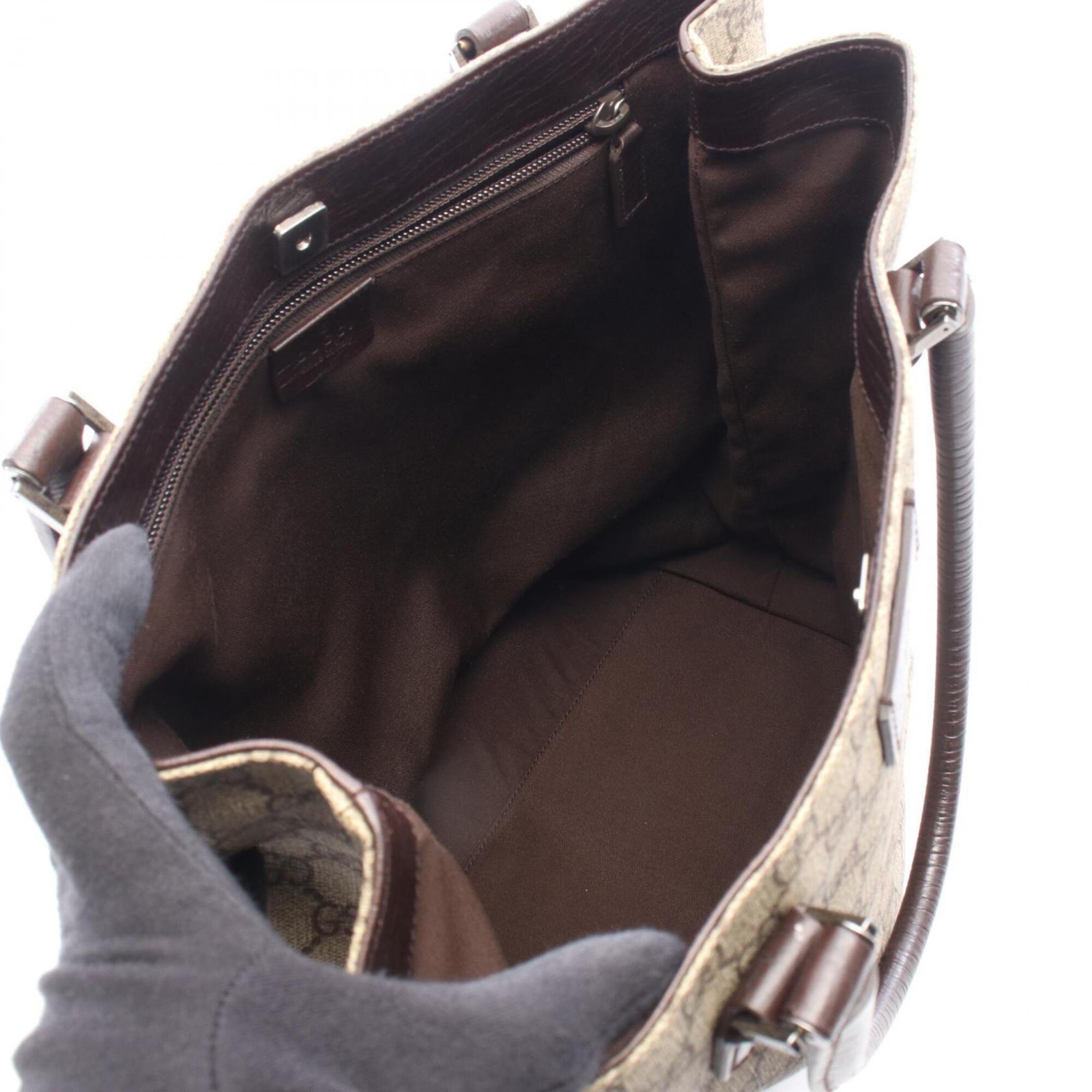 Gucci Beige Brown Gg Plus Leather Handbag Tote Bag (Pre-Owned)
