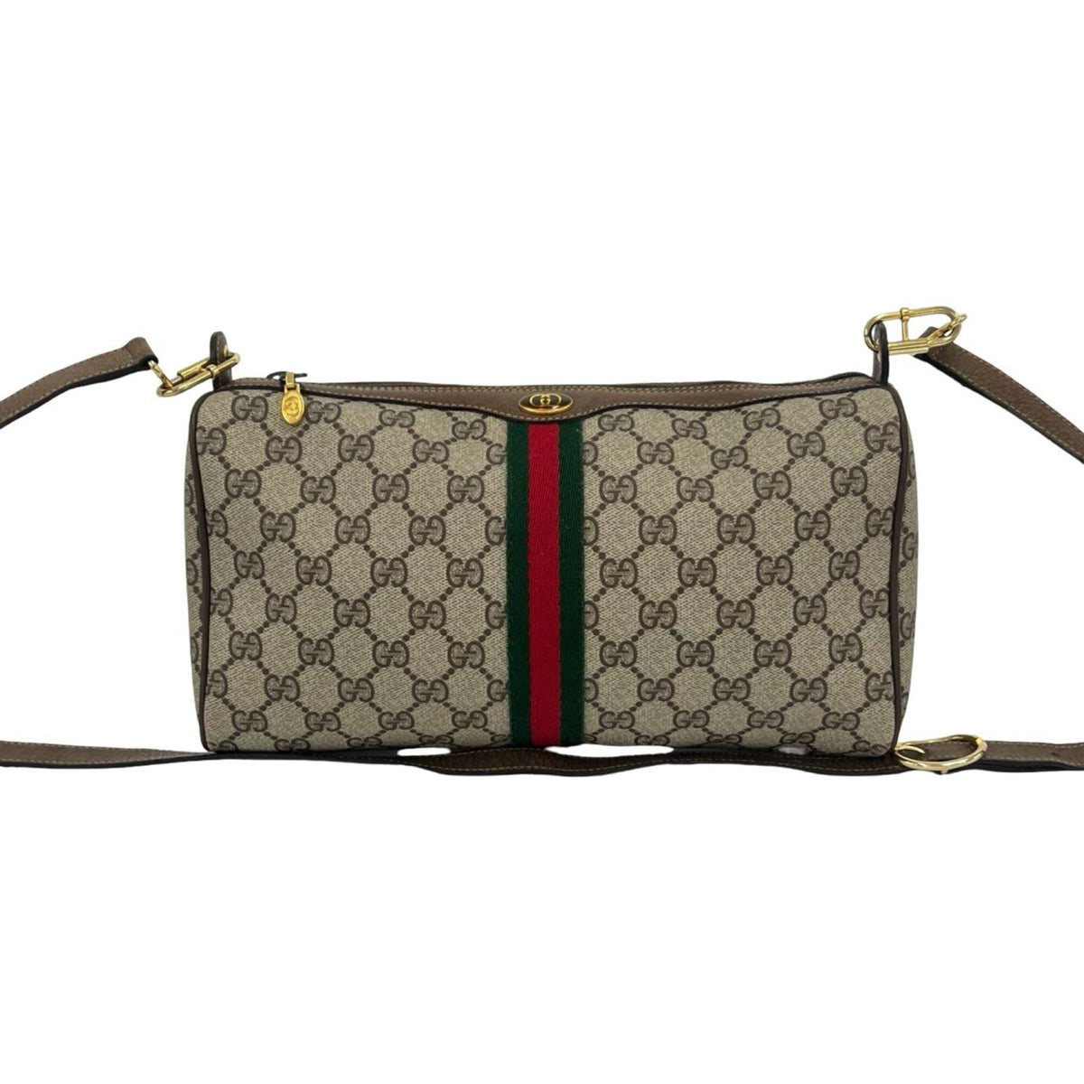 Gucci Brown Green Red Color Leather Pvc Pochette Shoulder Bag (Pre-Owned)