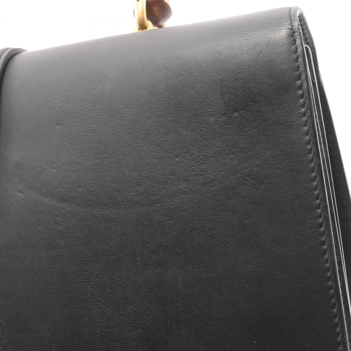 Gucci Black Green Red Color Leather Handbag (Pre-Owned)
