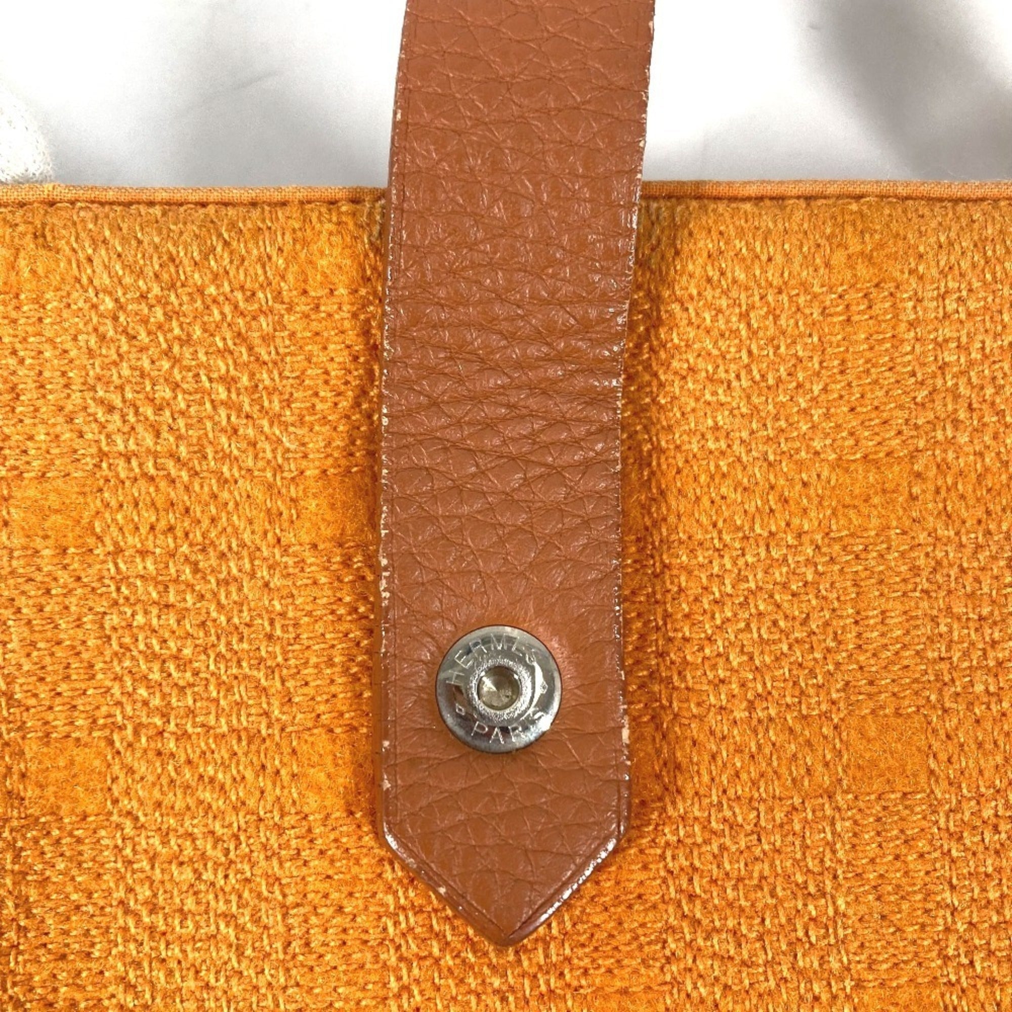 Hermes Orange Cotton Shoulder Bag Tote Bag (Pre-Owned)