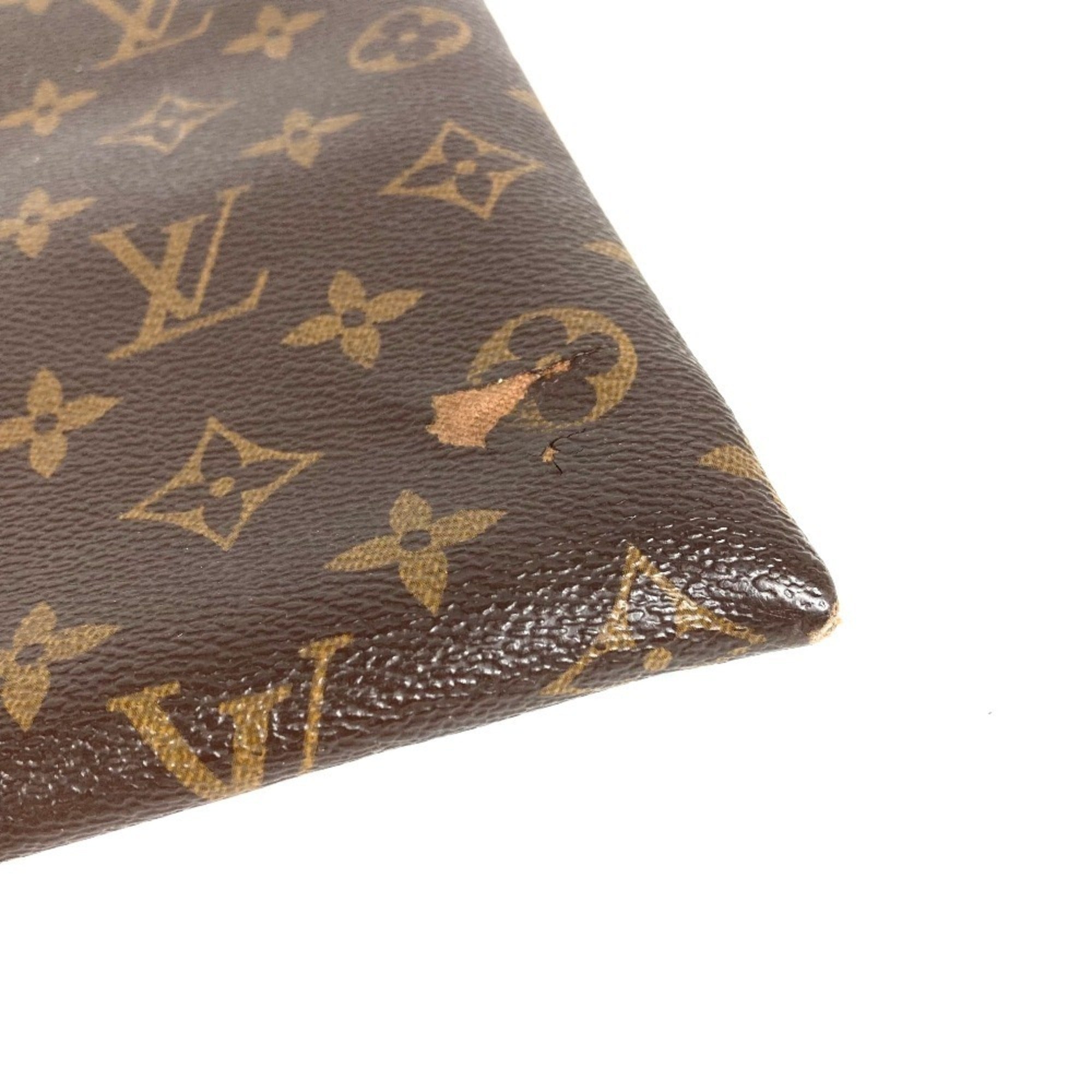 Louis Vuitton Black Brown Monogram Canvas Clutch Bag Handbag Pochette Pouch (Pre-Owned)