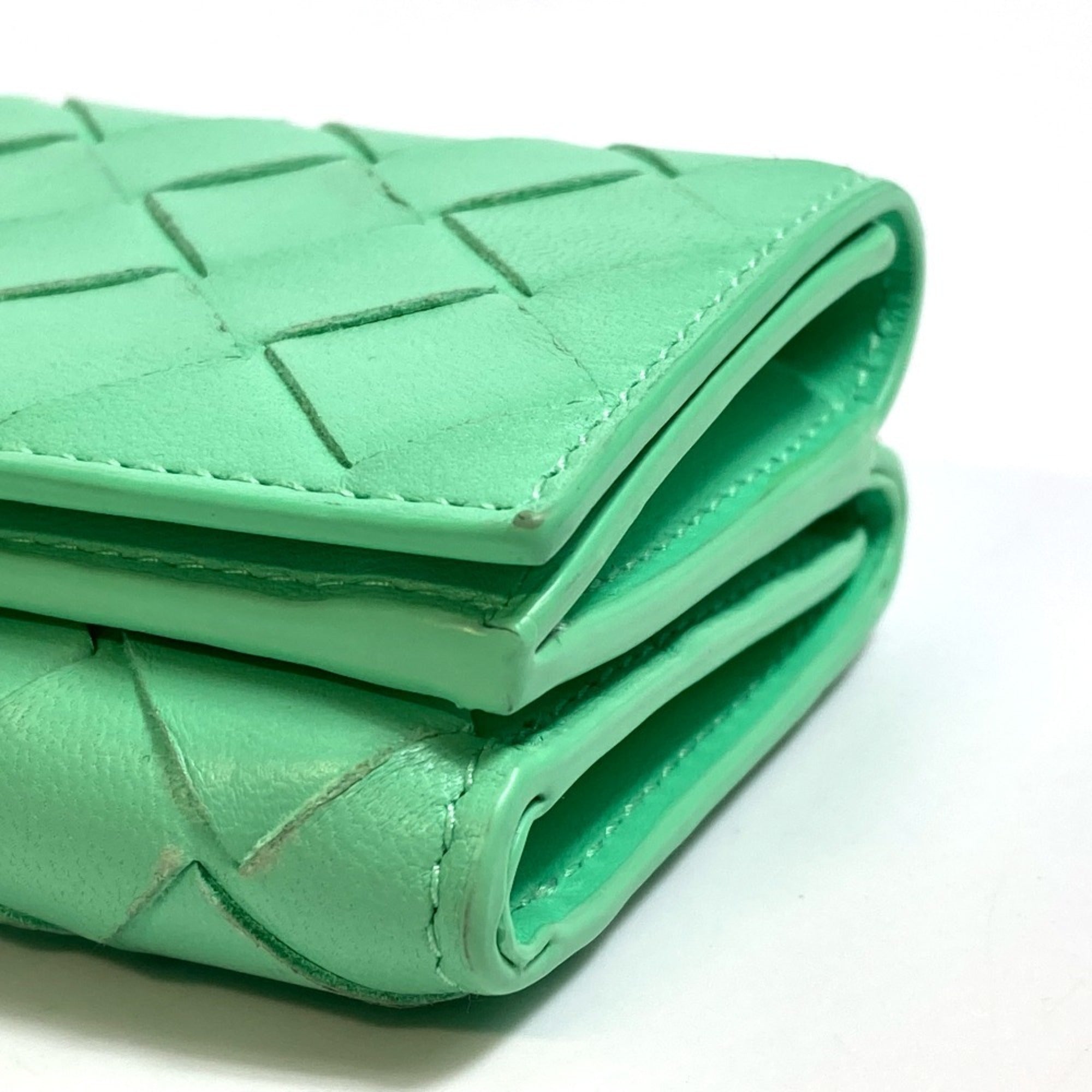Bottega Veneta Green Leather Wallet (Tri-Fold) (Pre-Owned)