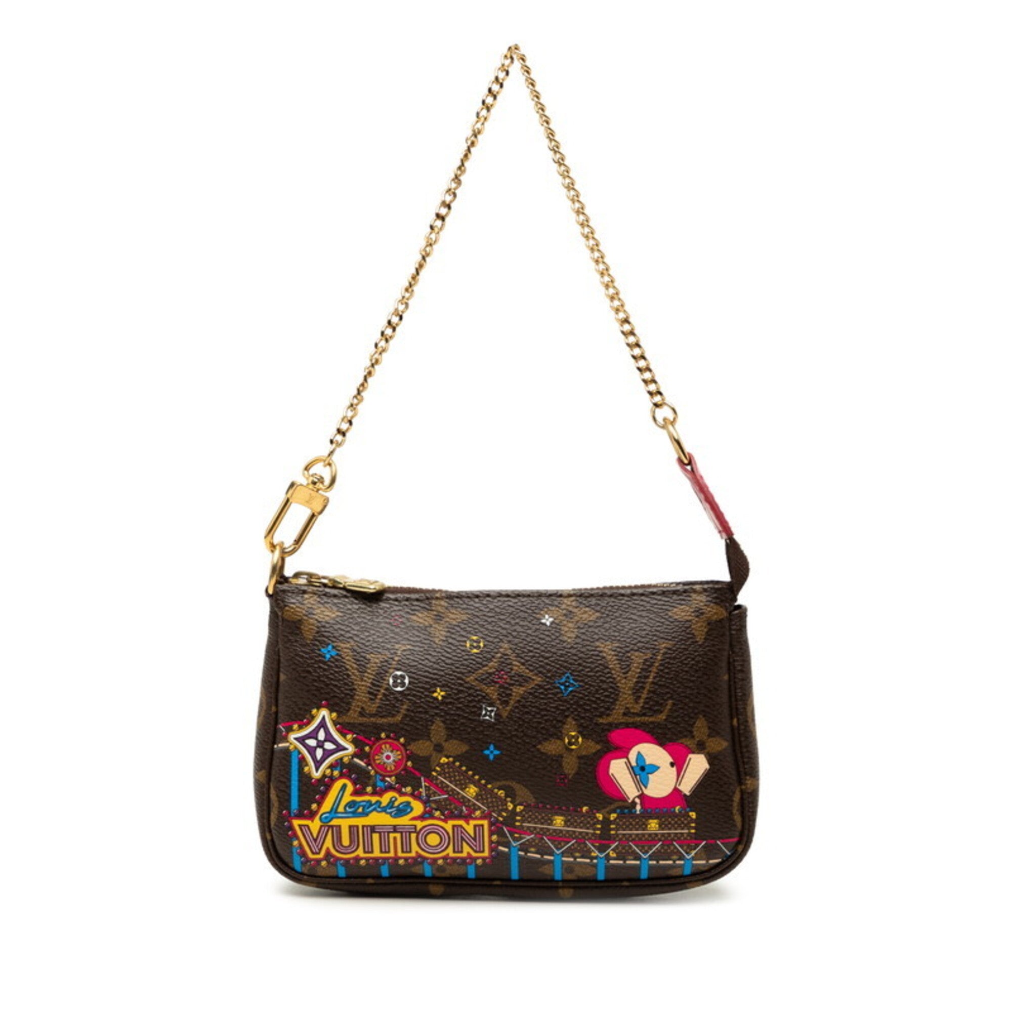 Louis Vuitton Brown Pvc Leather Handbag Pochette Pouch (Pre-Owned)