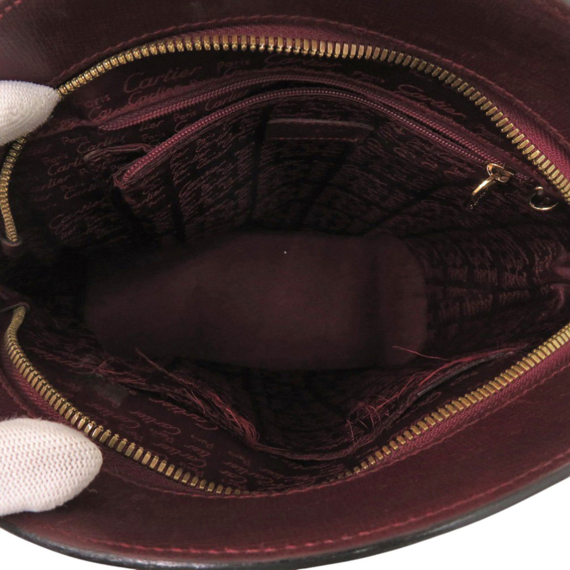 Cartier Bordeaux Red Color Leather Handbag (Pre-Owned)