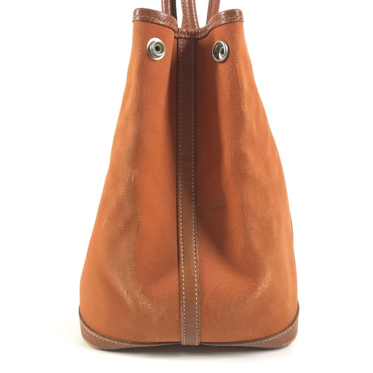 Hermes Orange Leather Canvas Shoulder Bag Tote Bag (Pre-Owned)